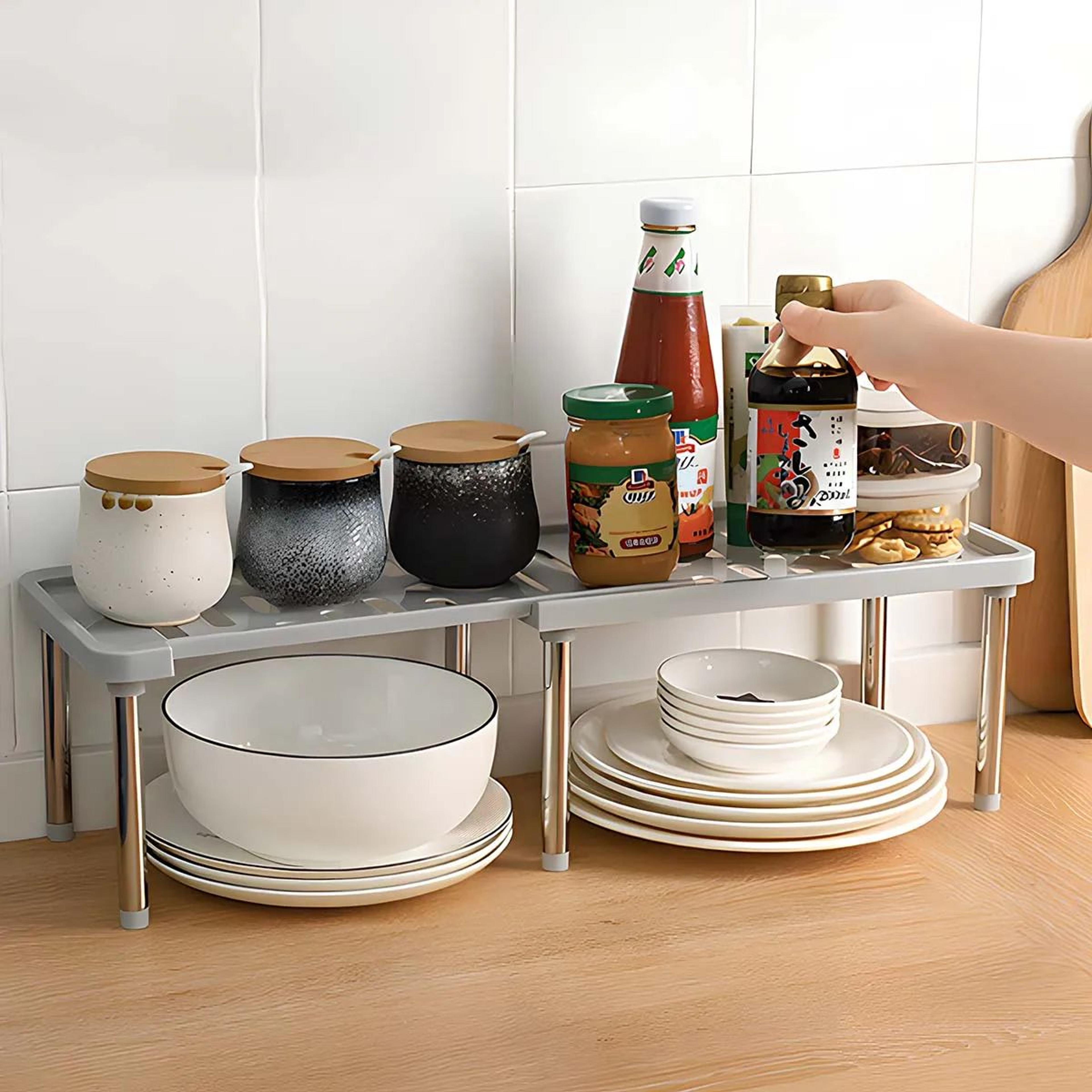 Expandable 2Tier Spice Rack Organizer For Cabinet  Countertop Storage 1
