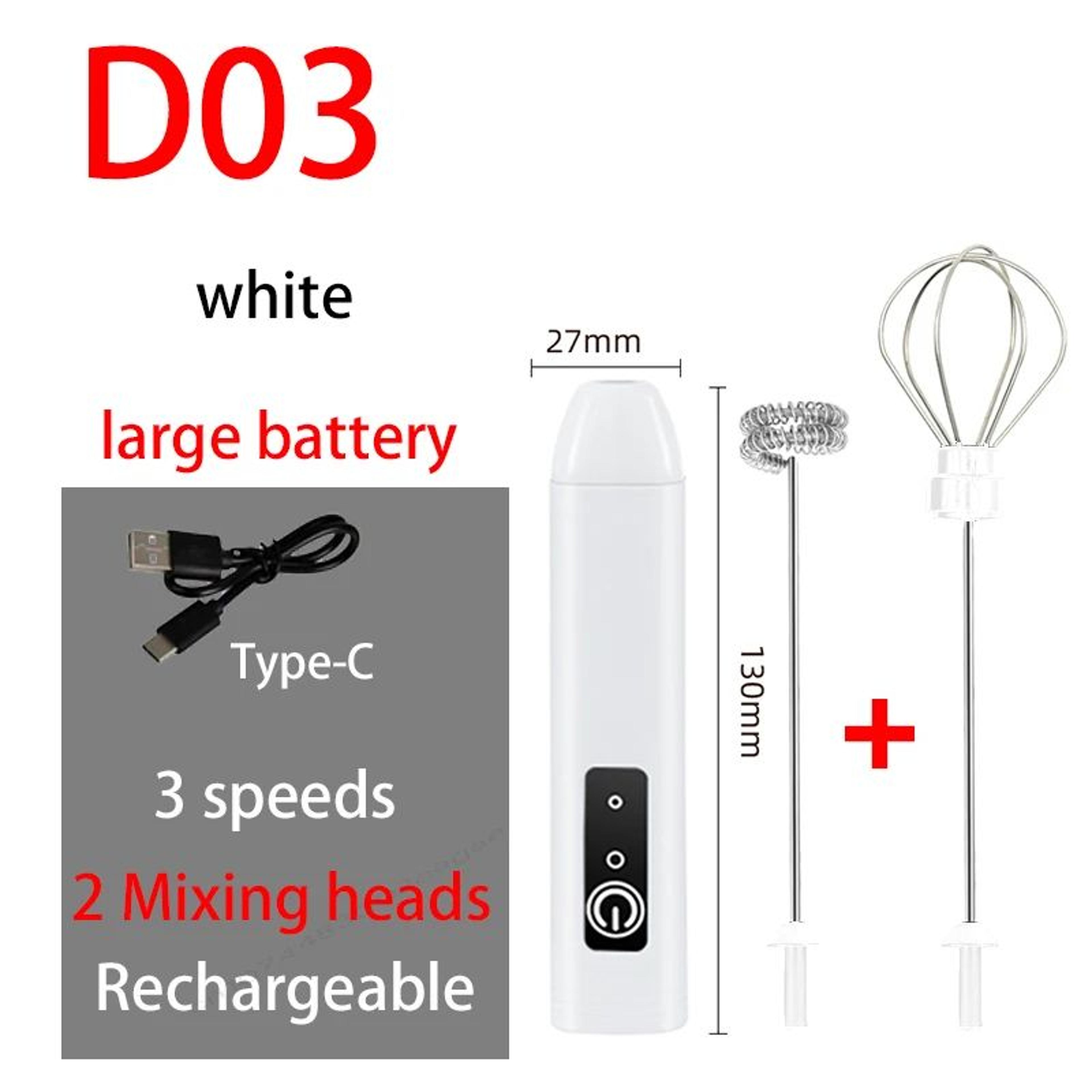 Rechargeable 3Speed Electric Milk Frother  Egg Beater  Handheld Coffee Foam Maker 13