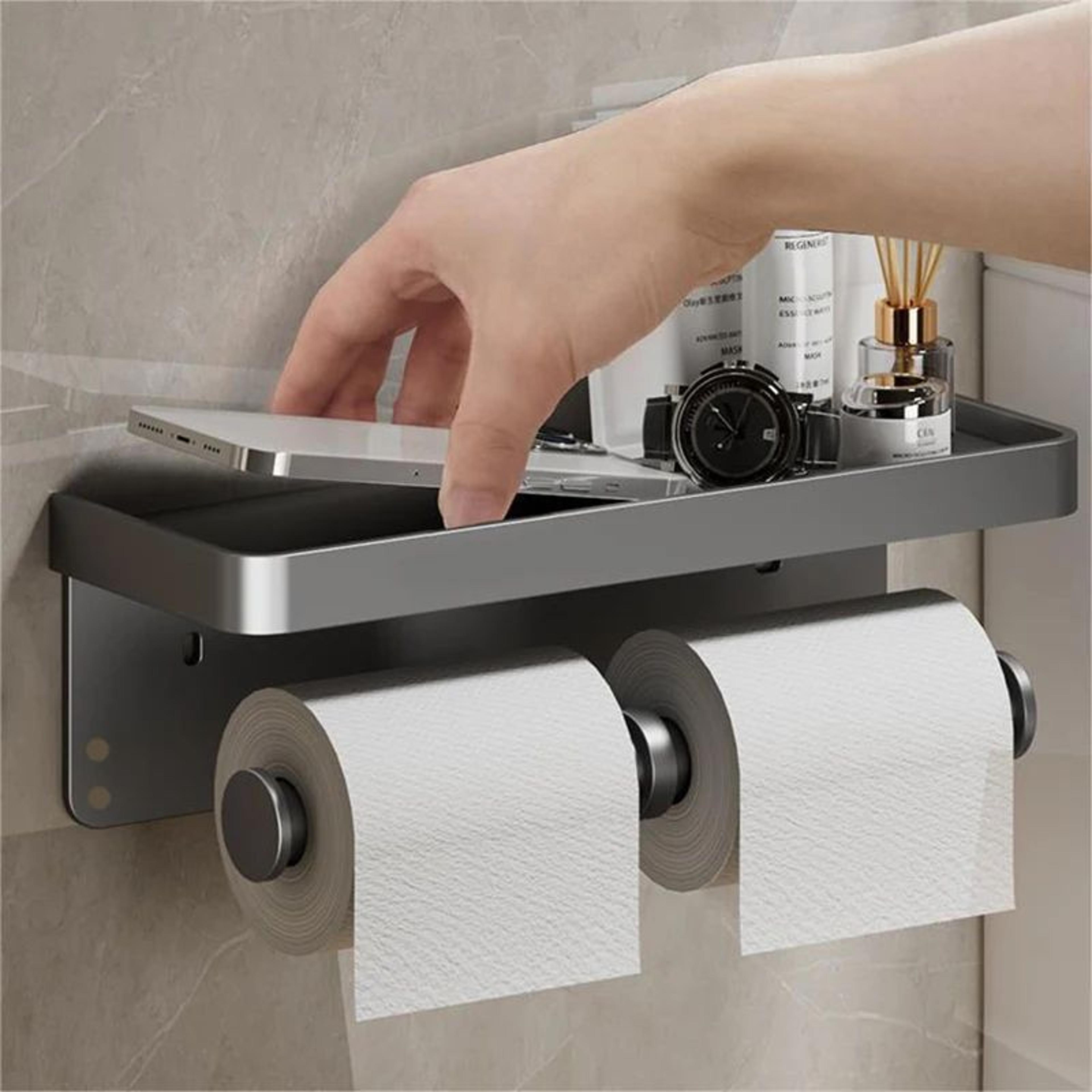 Matte Aluminum Wall Mounted Toilet Paper Holder  Modern Bathroom Tissue Rack 0
