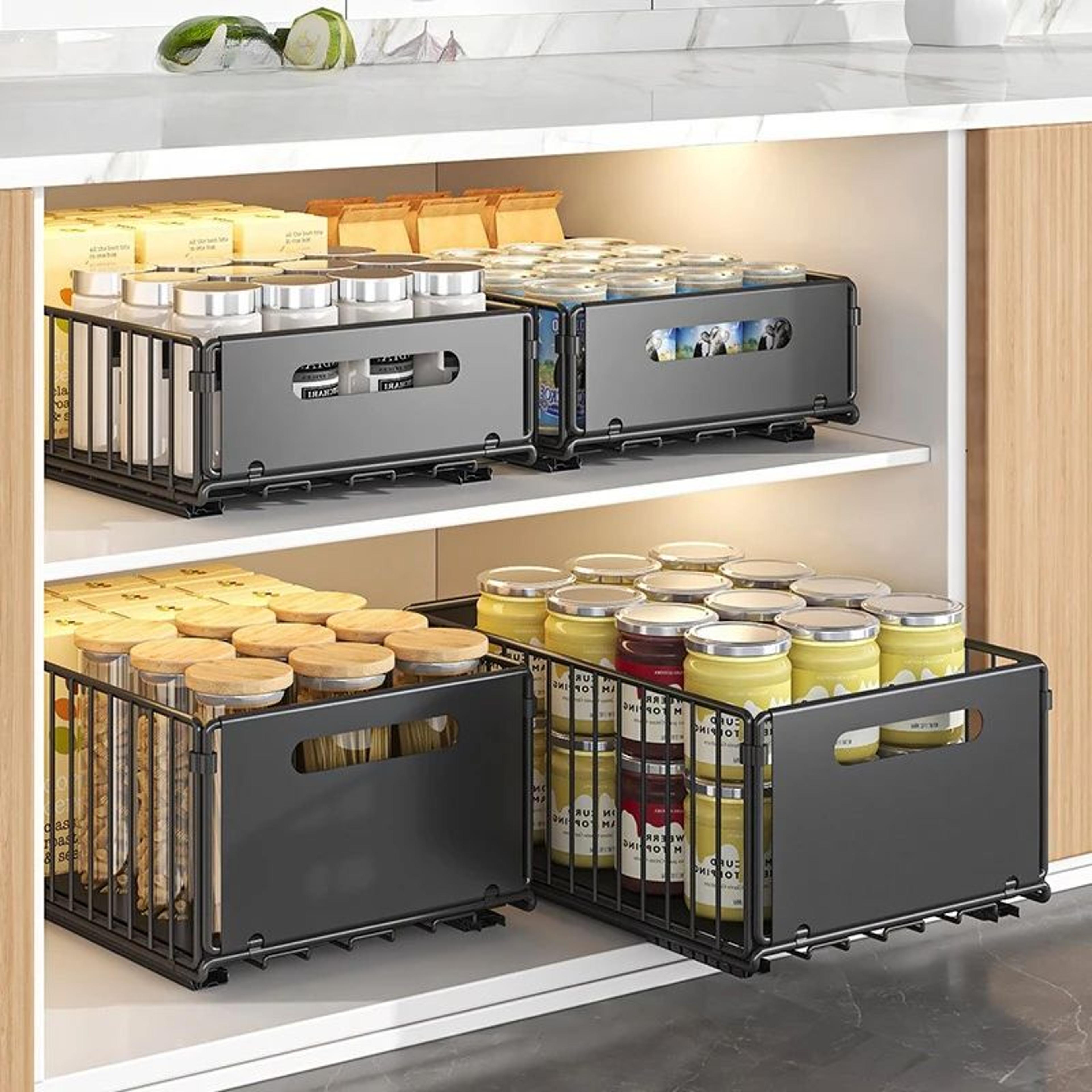 PullOut Cabinet Organizer Basket For Kitchen  Bathroom SlideOut Storage For Spices And Supplies 1