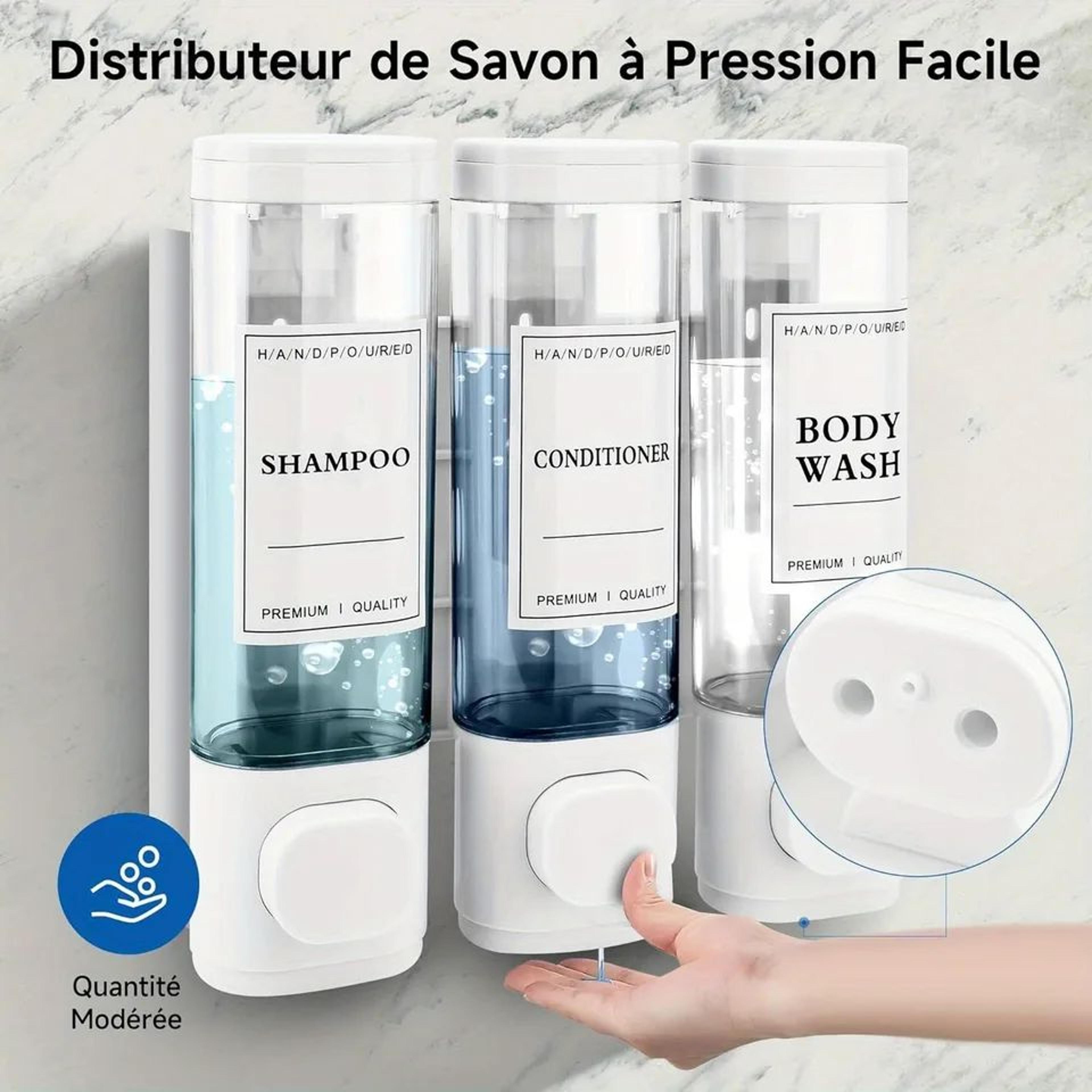 3Chamber WallMounted Shower Soap Dispenser  NoDrill Shampoo  Conditioner Organizer 0
