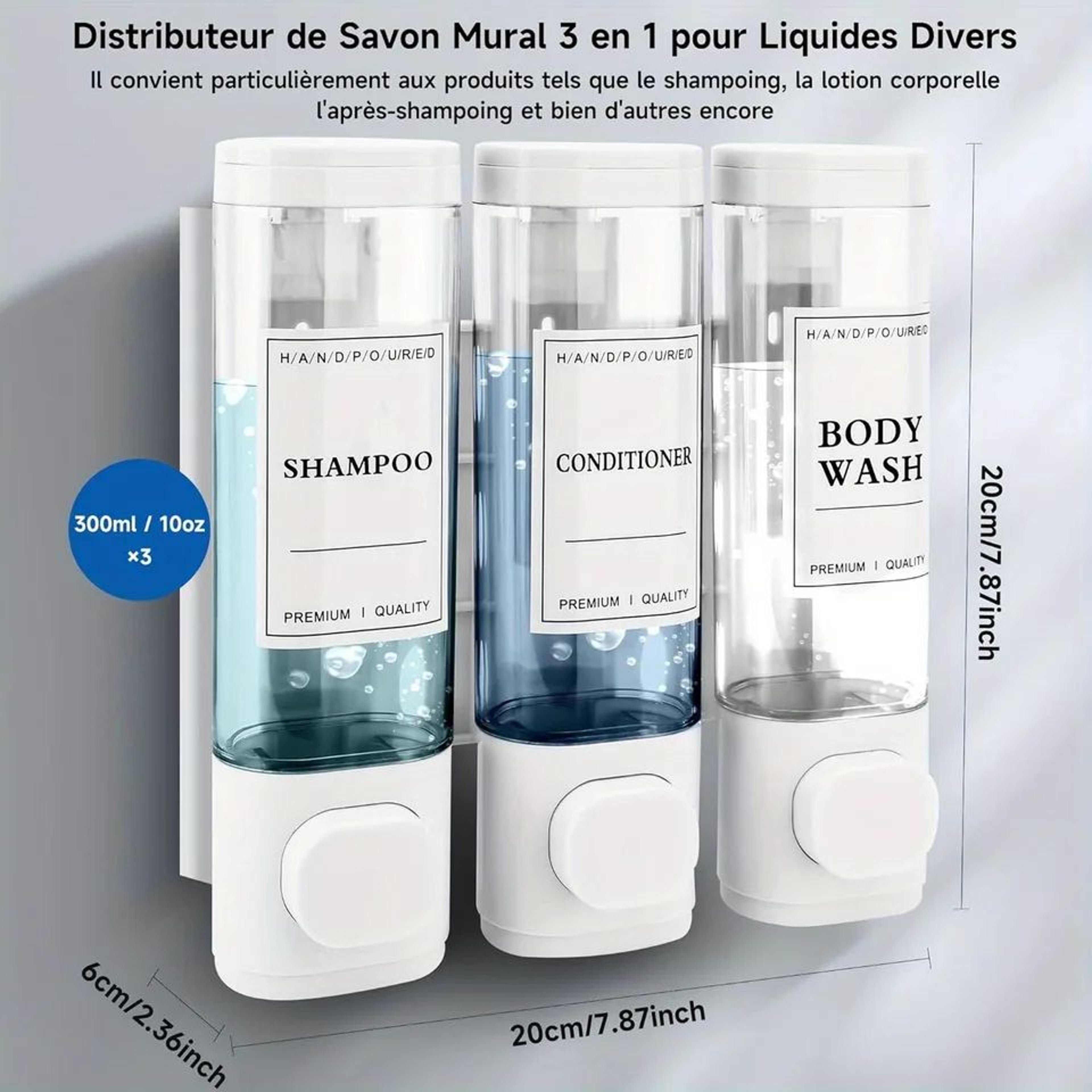 3Chamber WallMounted Shower Soap Dispenser  NoDrill Shampoo  Conditioner Organizer 2