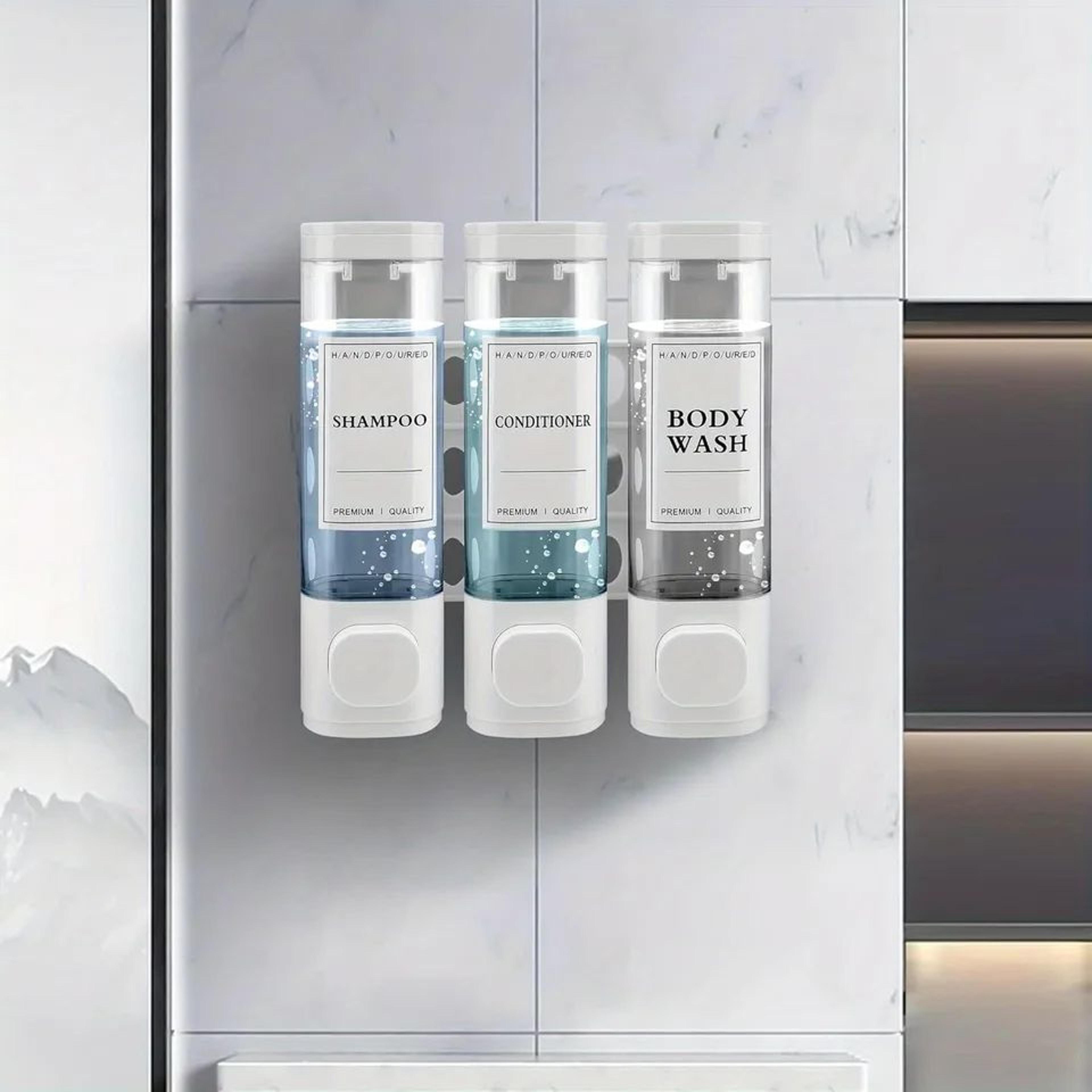 3Chamber WallMounted Shower Soap Dispenser  NoDrill Shampoo  Conditioner Organizer 3