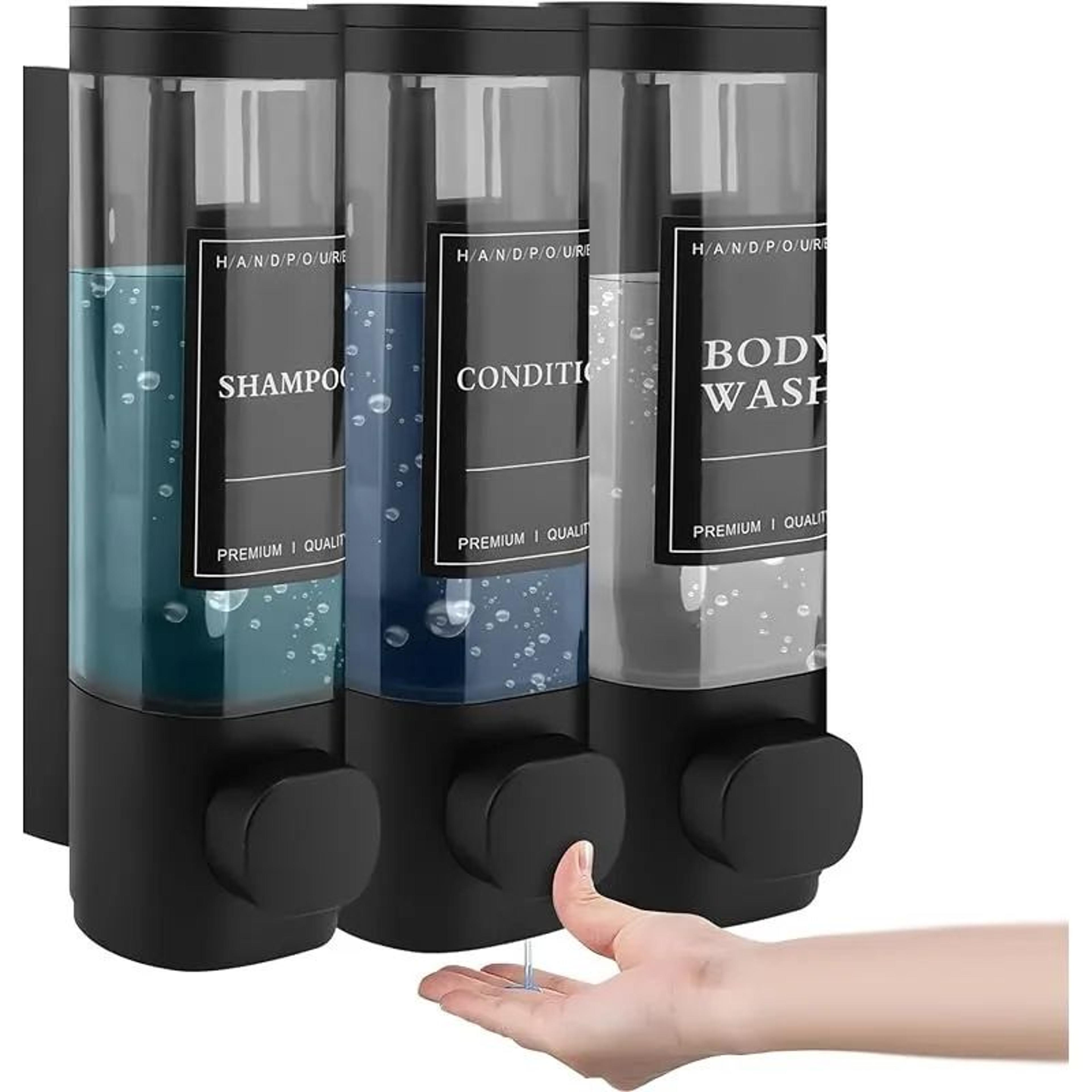 3Chamber WallMounted Shower Soap Dispenser  NoDrill Shampoo  Conditioner Organizer 7