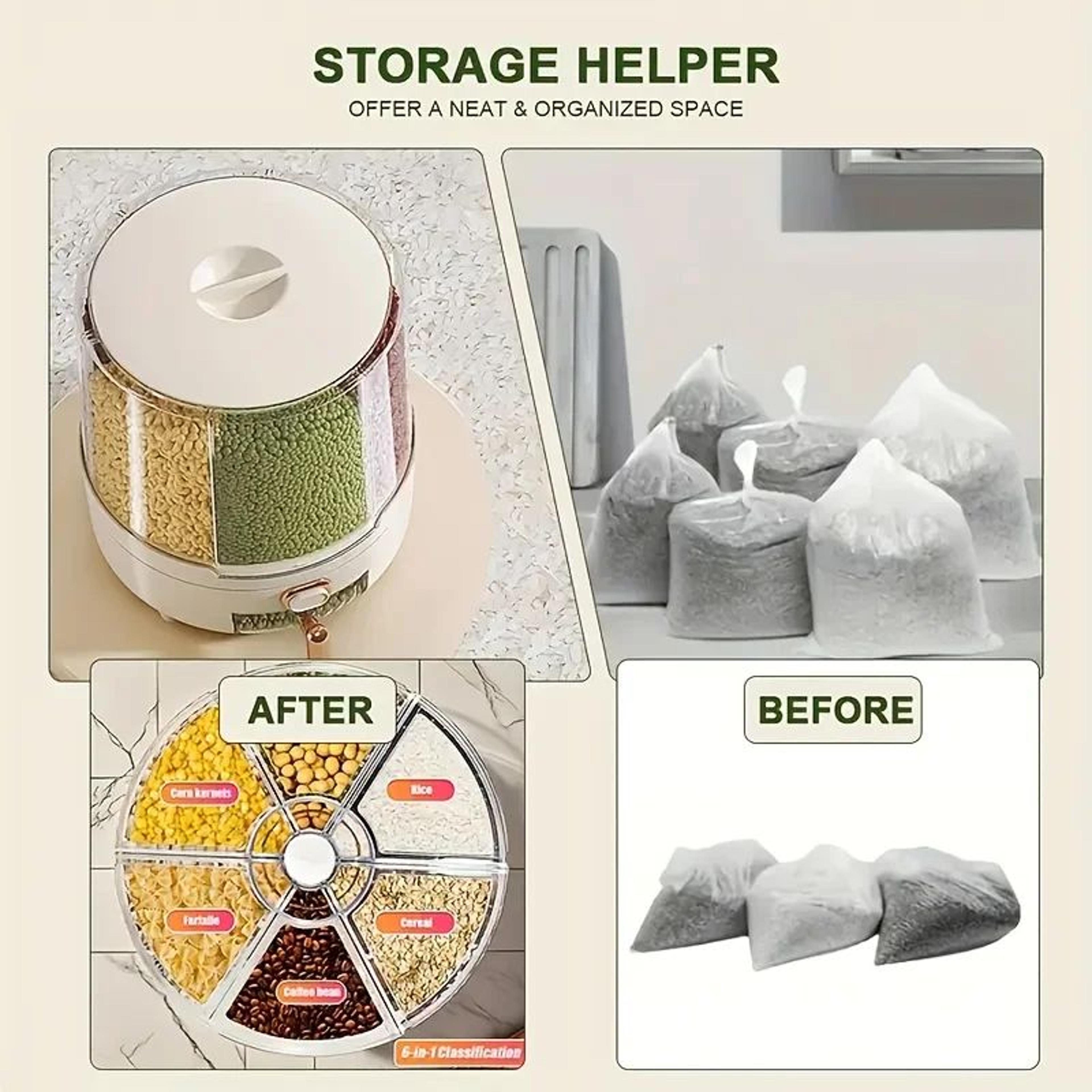 Premium 6Compartment 360 Rotating Cereal Dispenser  Large Capacity Dry Food Storage Dispenser For K 3