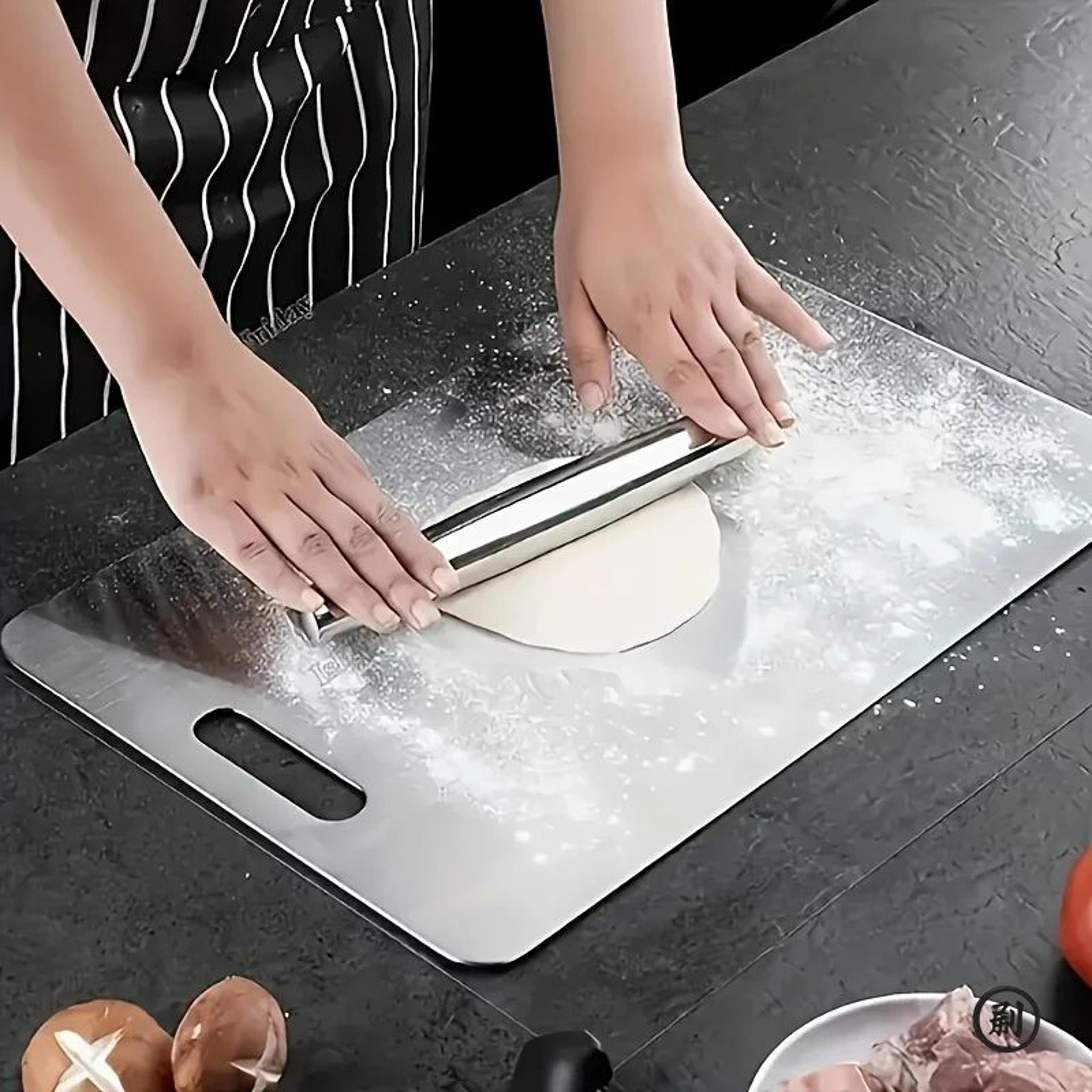 Stainless Steel Cutting Board Set  3Piece BPAFree NonSlip Metal Kitchen Boards With Juice Groove 4