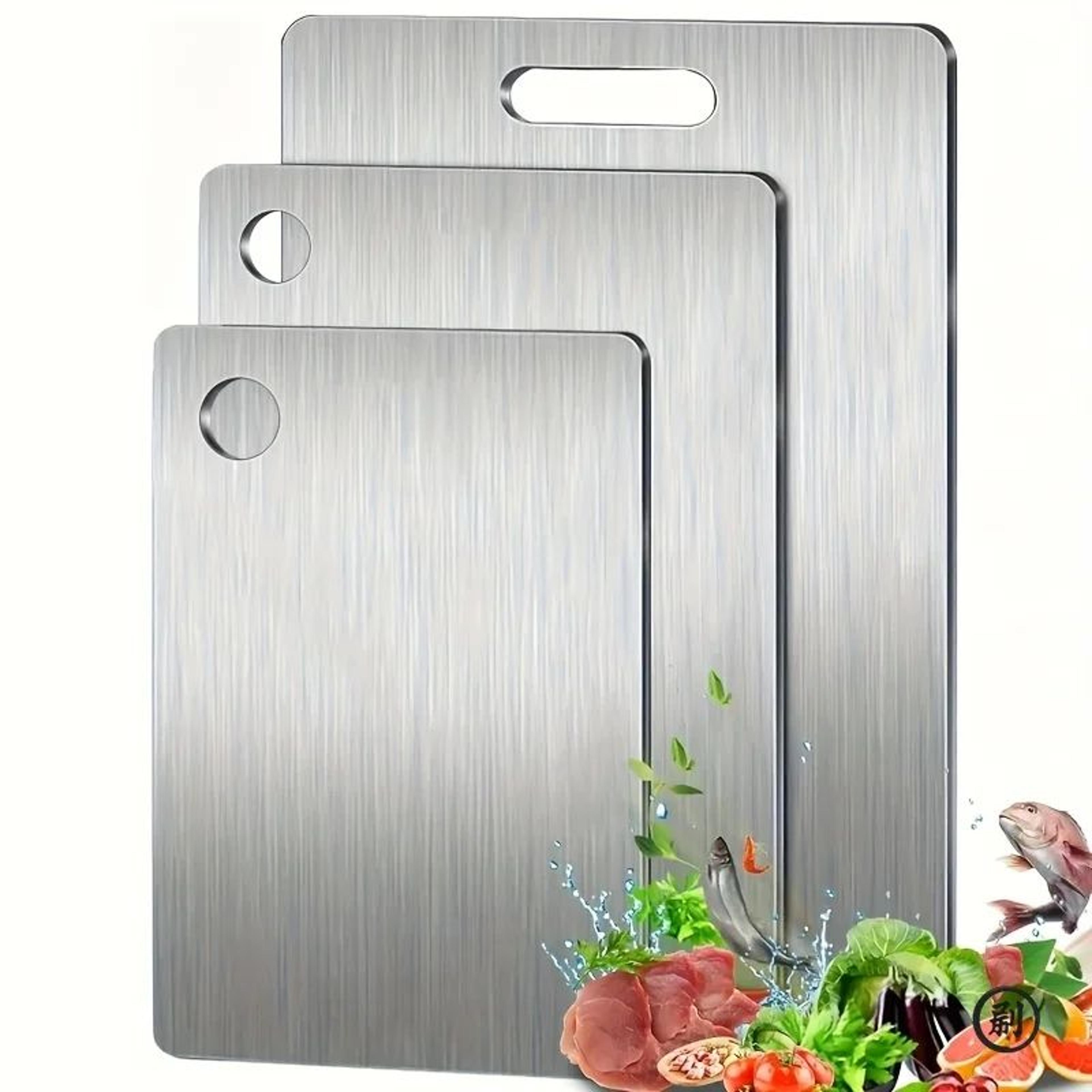 Stainless Steel Cutting Board Set  3Piece BPAFree NonSlip Metal Kitchen Boards With Juice Groove 5