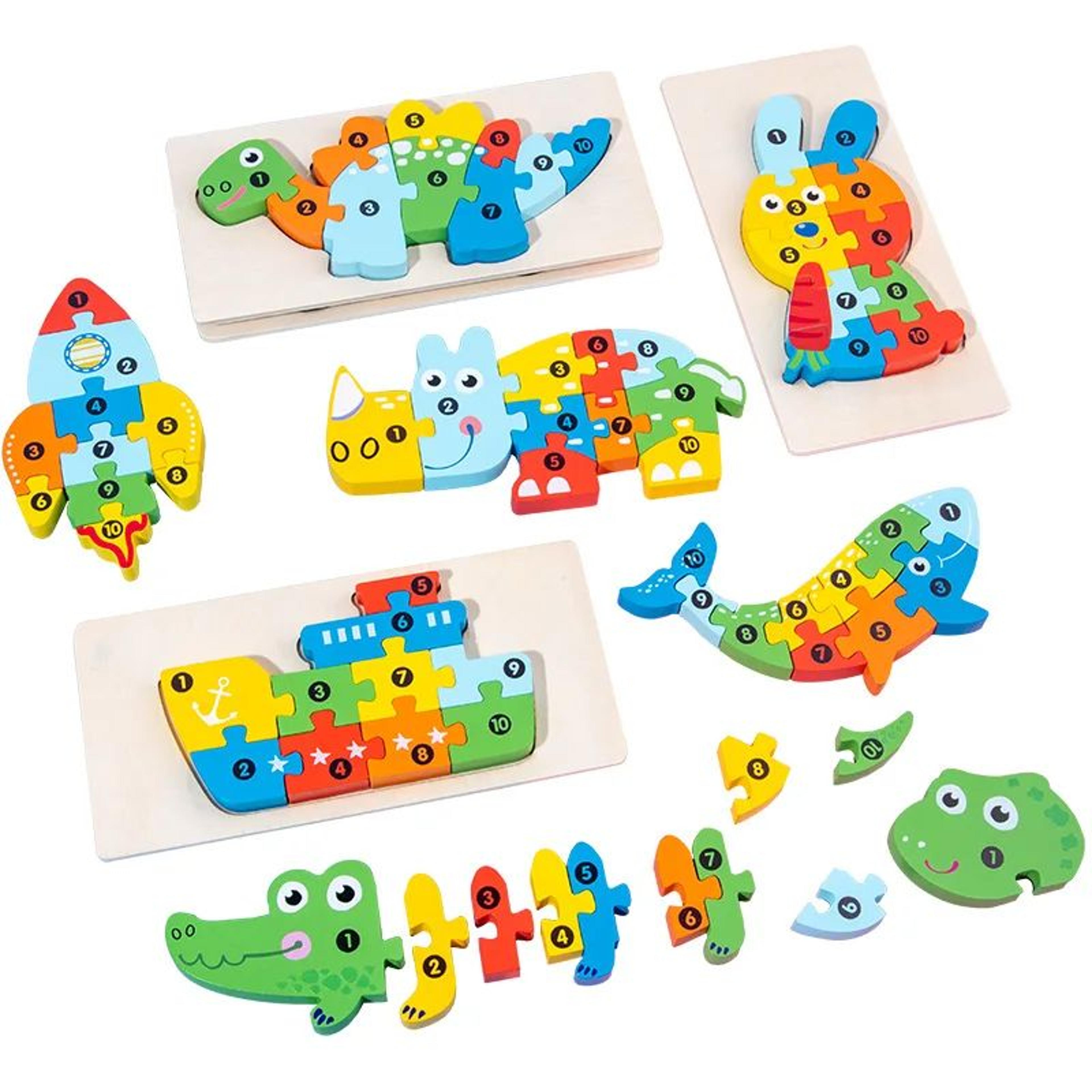 Montessori 3D Wooden Dinosaur Puzzle For Toddlers Shape And Color Learning Toy 4