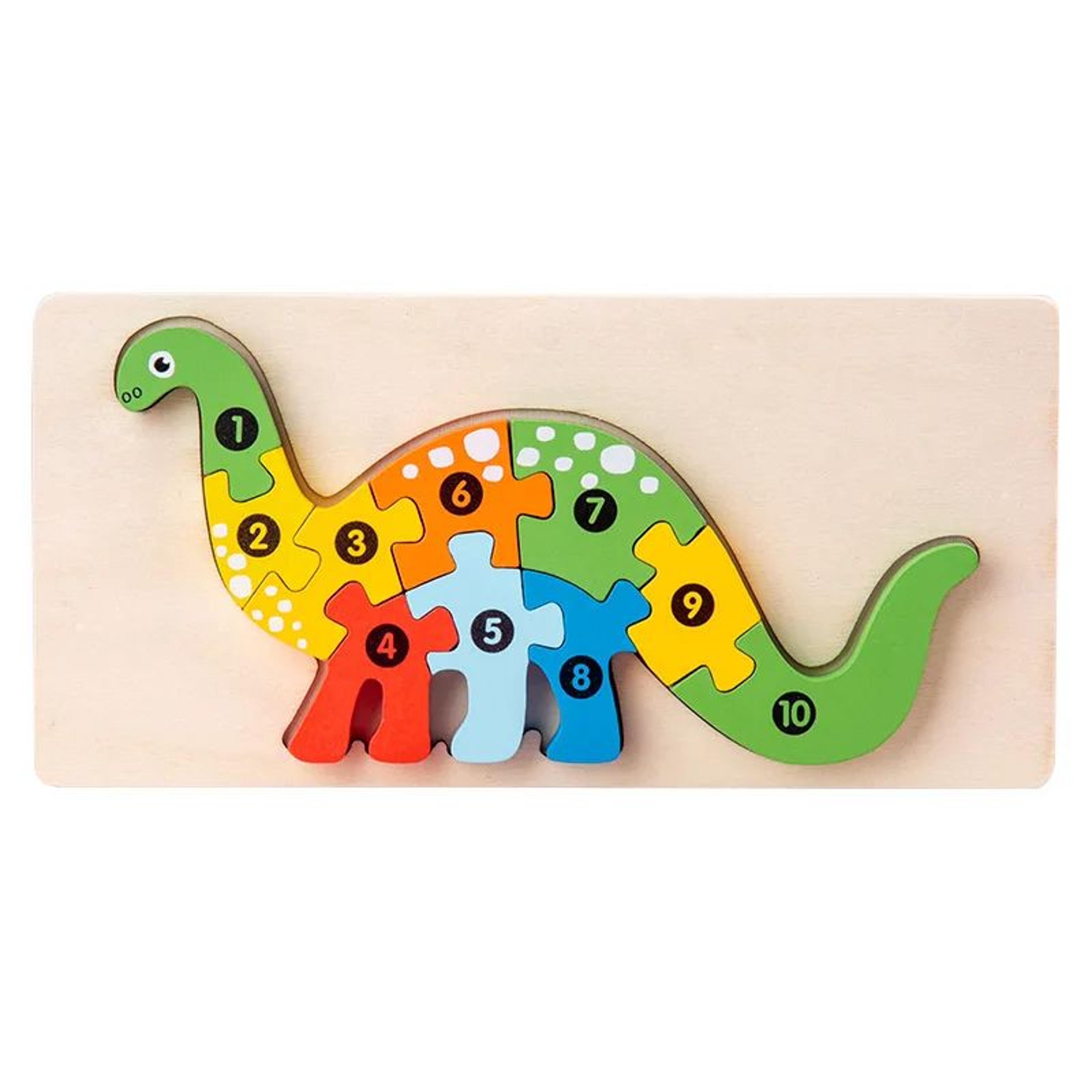 Montessori 3D Wooden Dinosaur Puzzle For Toddlers Shape And Color Learning Toy 10