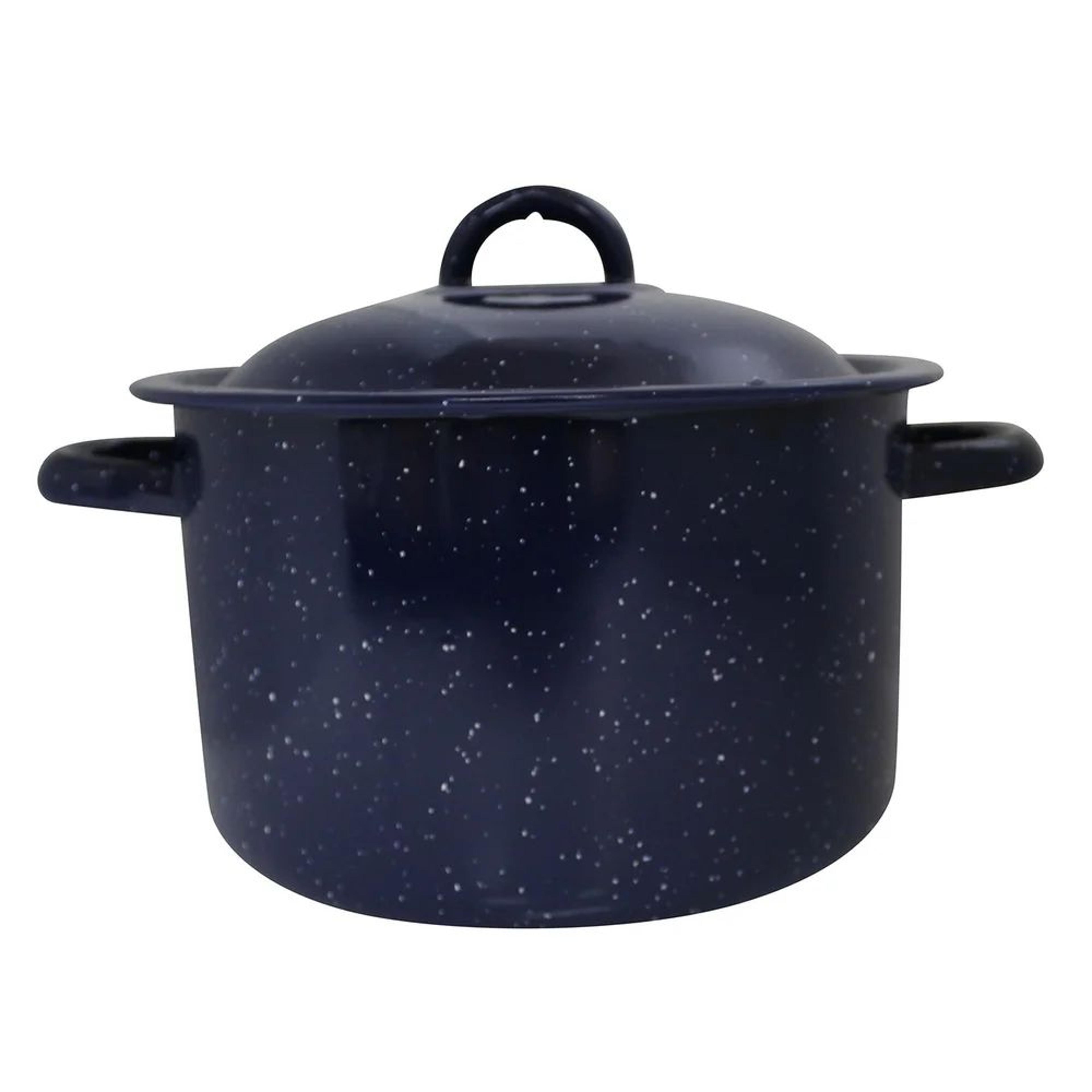 classic enamel stock pot with double handles – oven safe durable steel soup pot