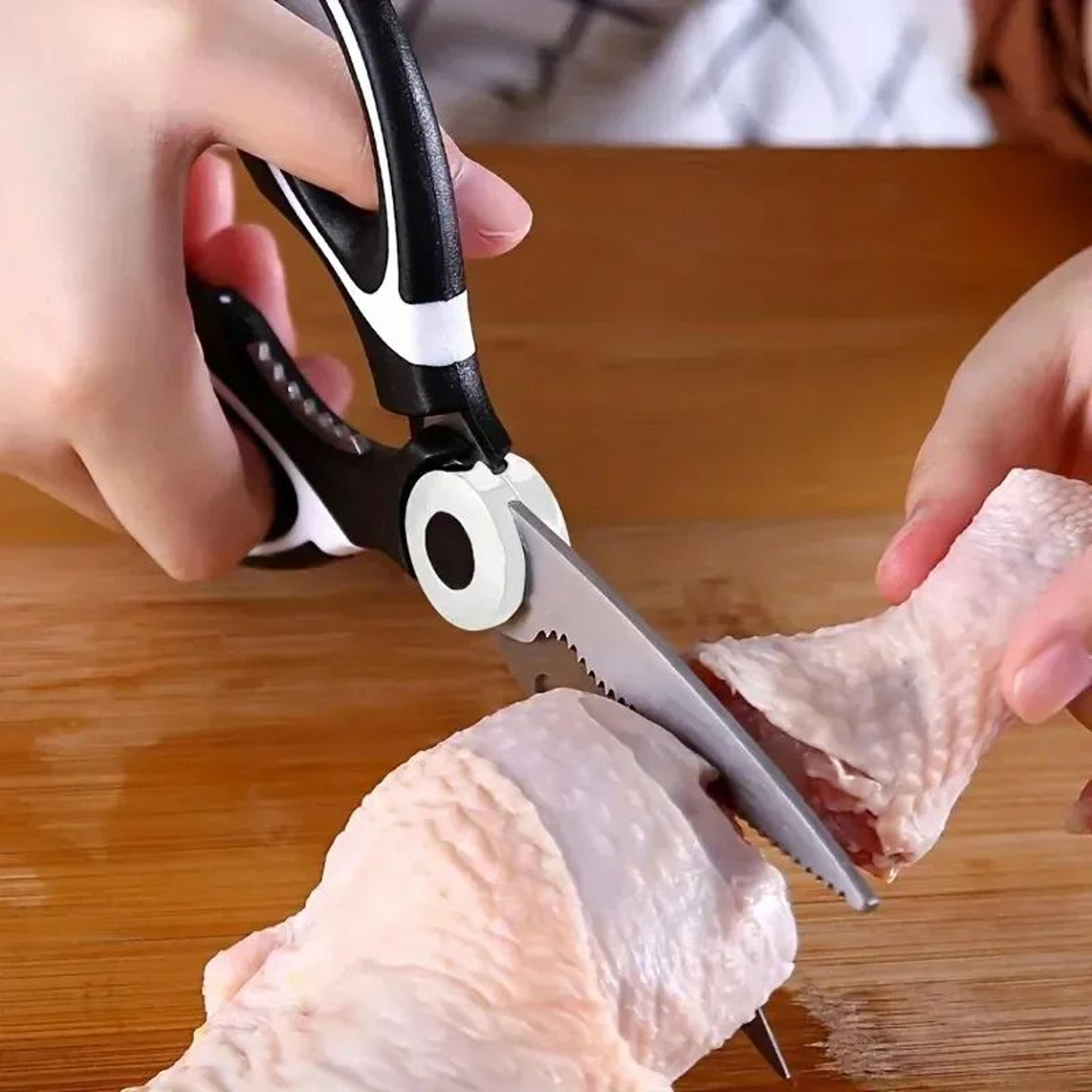 heavy duty stainless steel kitchen shears for poultry, fish & bone cutting