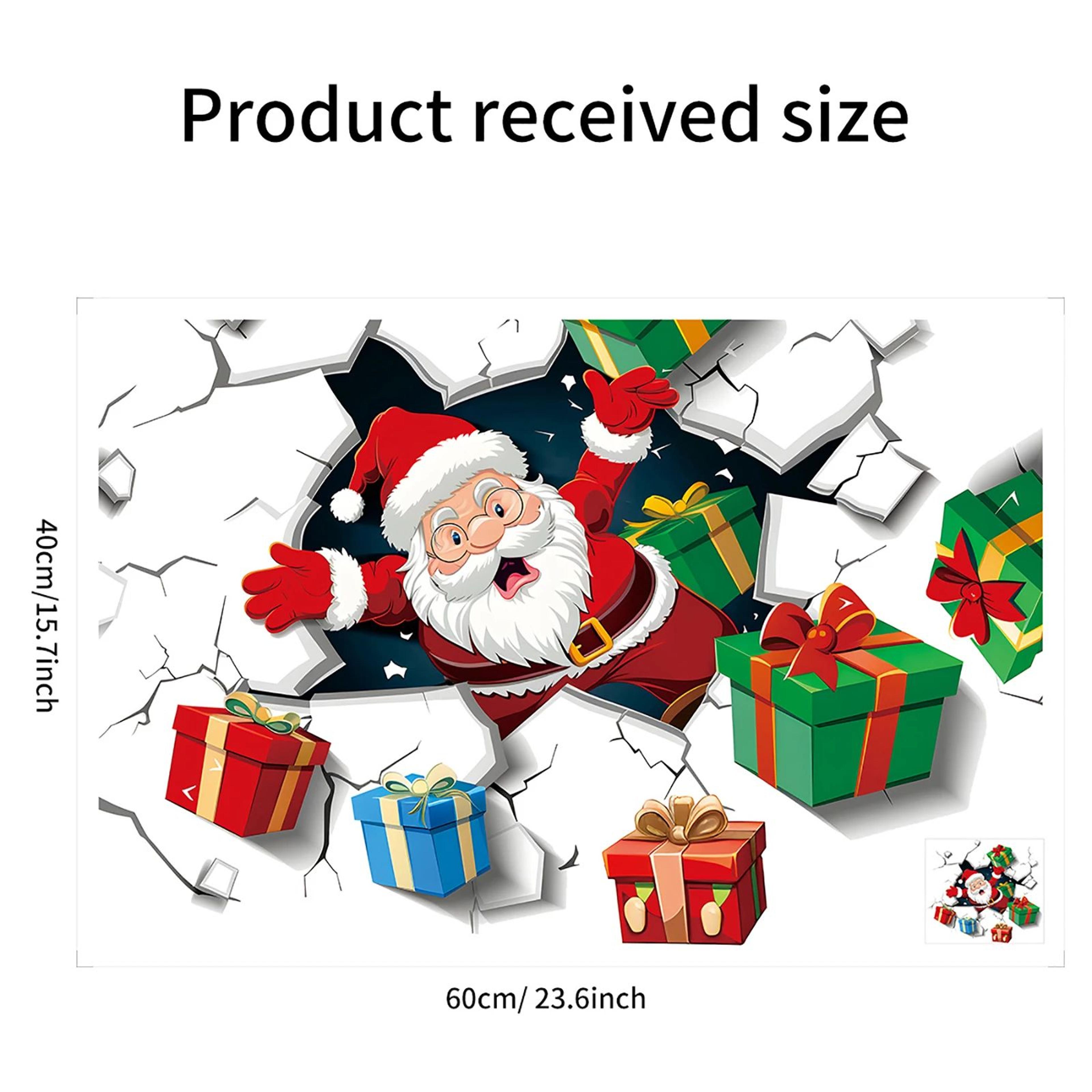 3D Santa Wall Sticker  Christmas Wall Decal With Broken Wall Effect 4