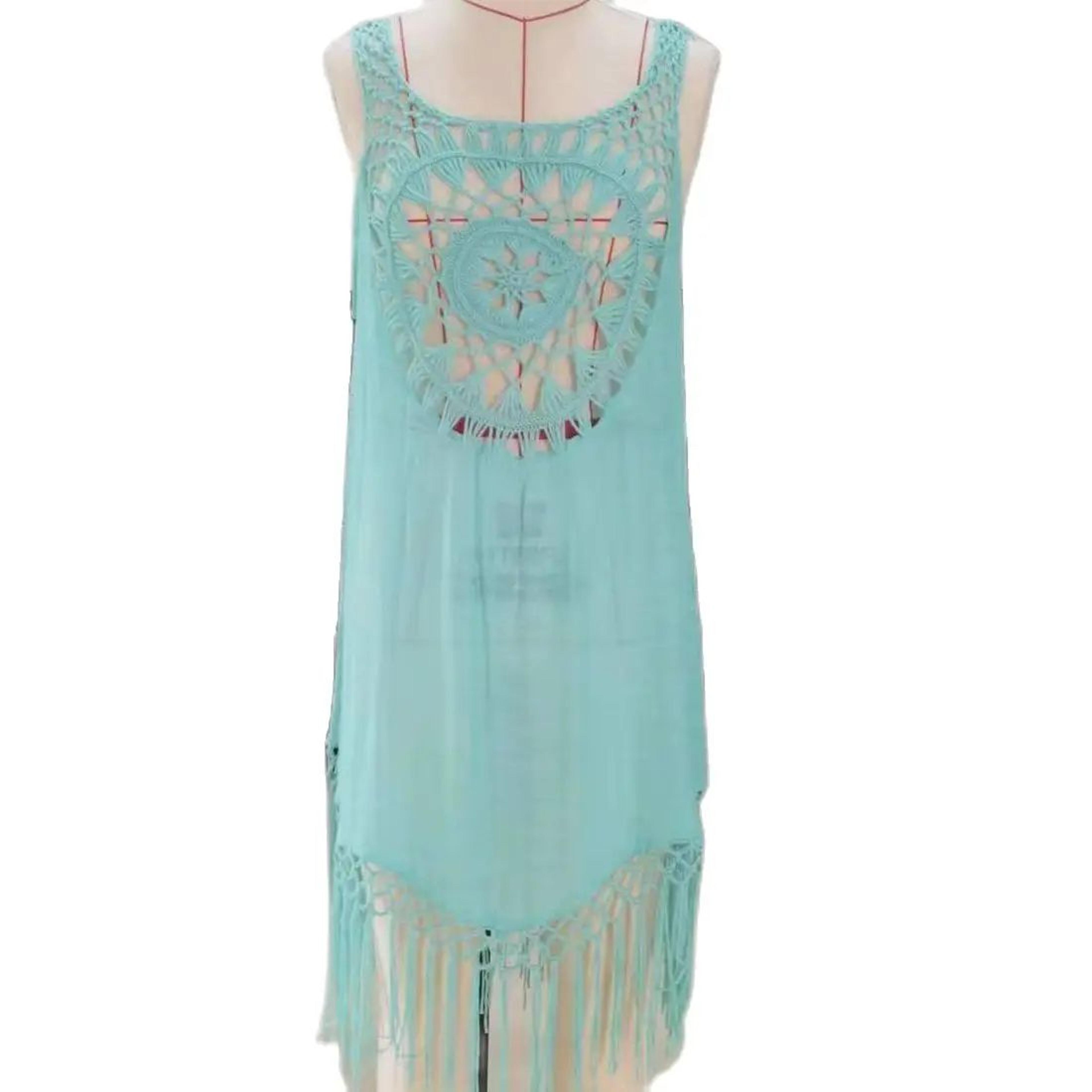 Boho Chic Crochet Beach CoverUp Dress  Stylish Beach Dress Swimsuit Cover For Women 6