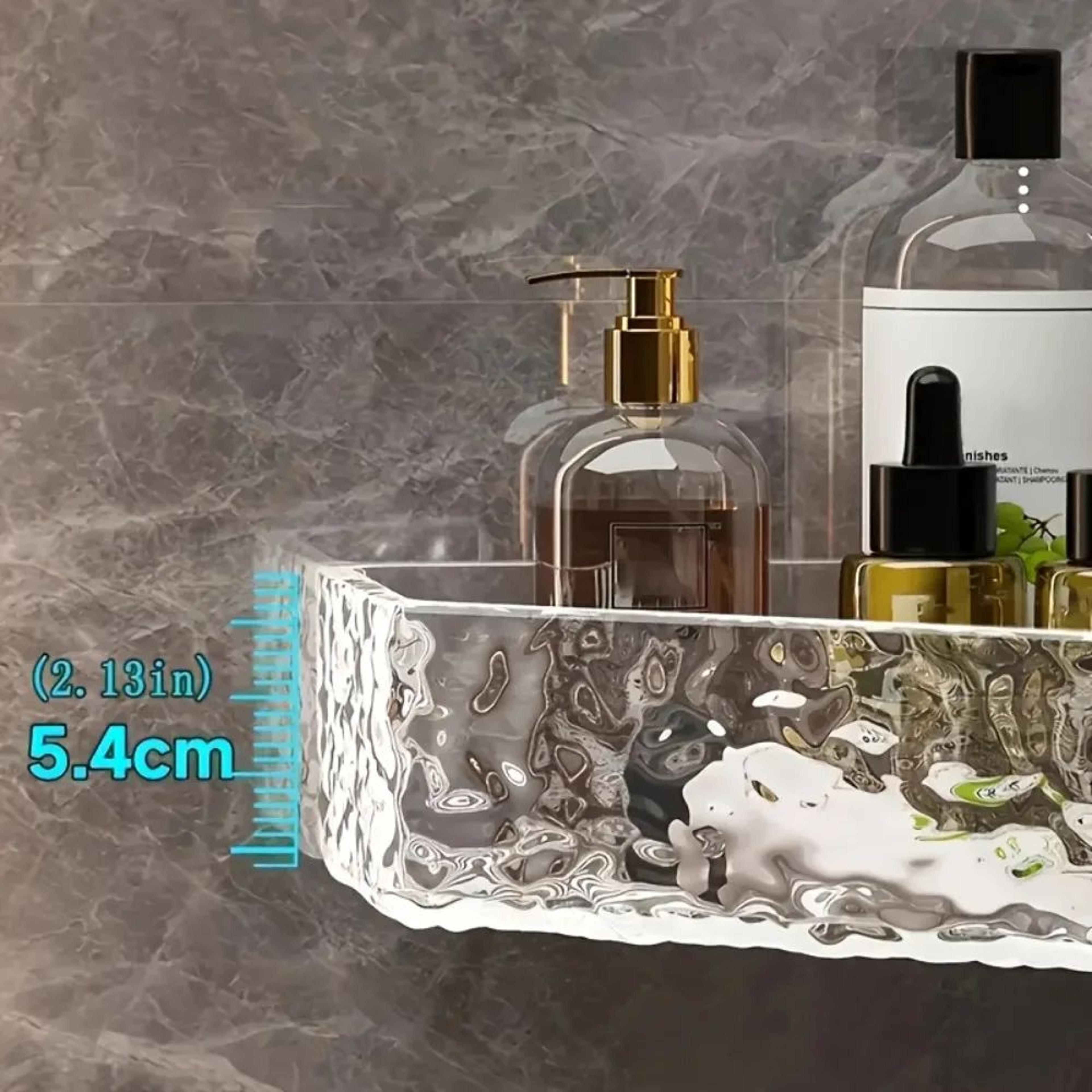 Glacier Clear Wall Mount Corner Shelf  Modern Bathroom Shower Organizer With Strong Adhesive Hold 4