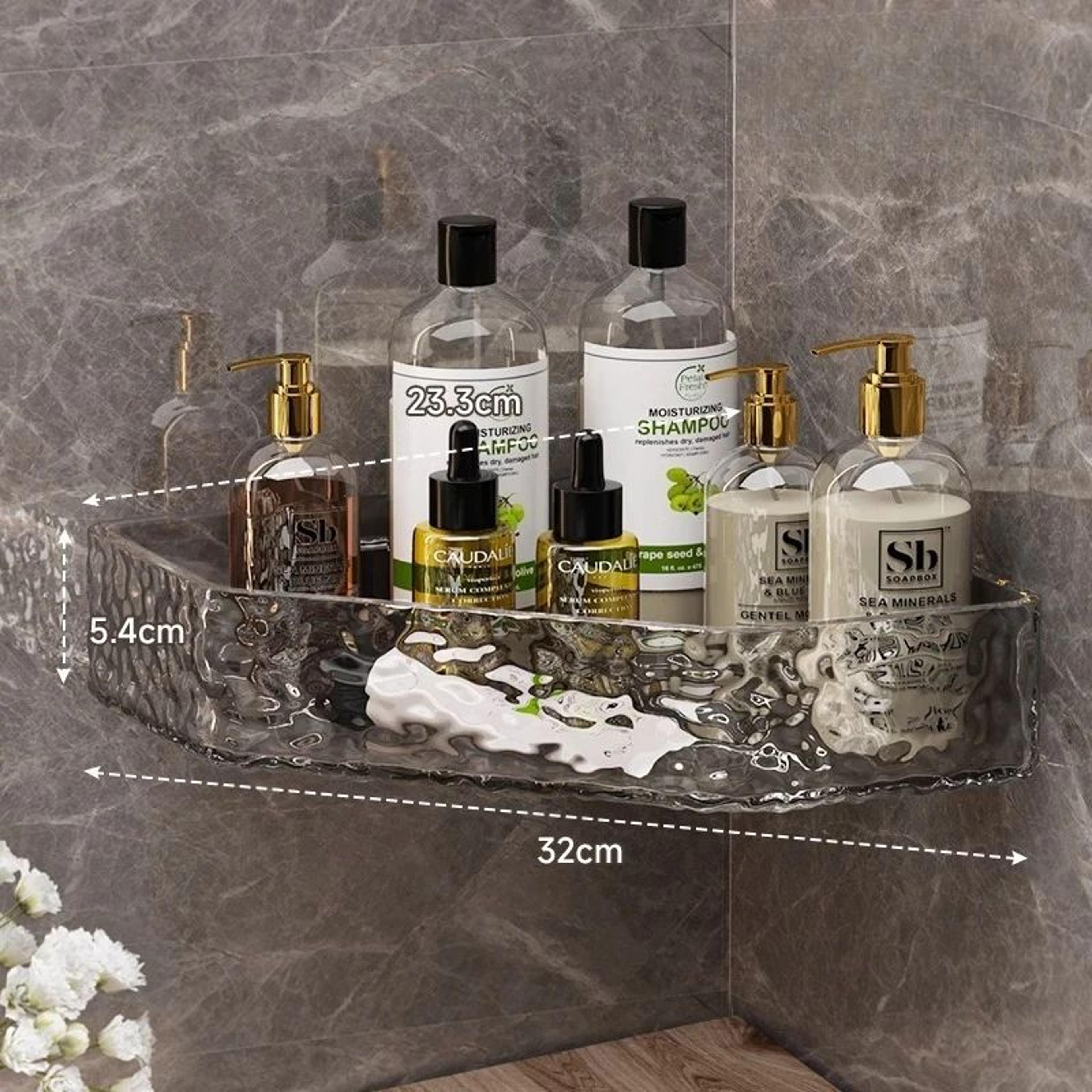 Glacier Clear Wall Mount Corner Shelf  Modern Bathroom Shower Organizer With Strong Adhesive Hold 6