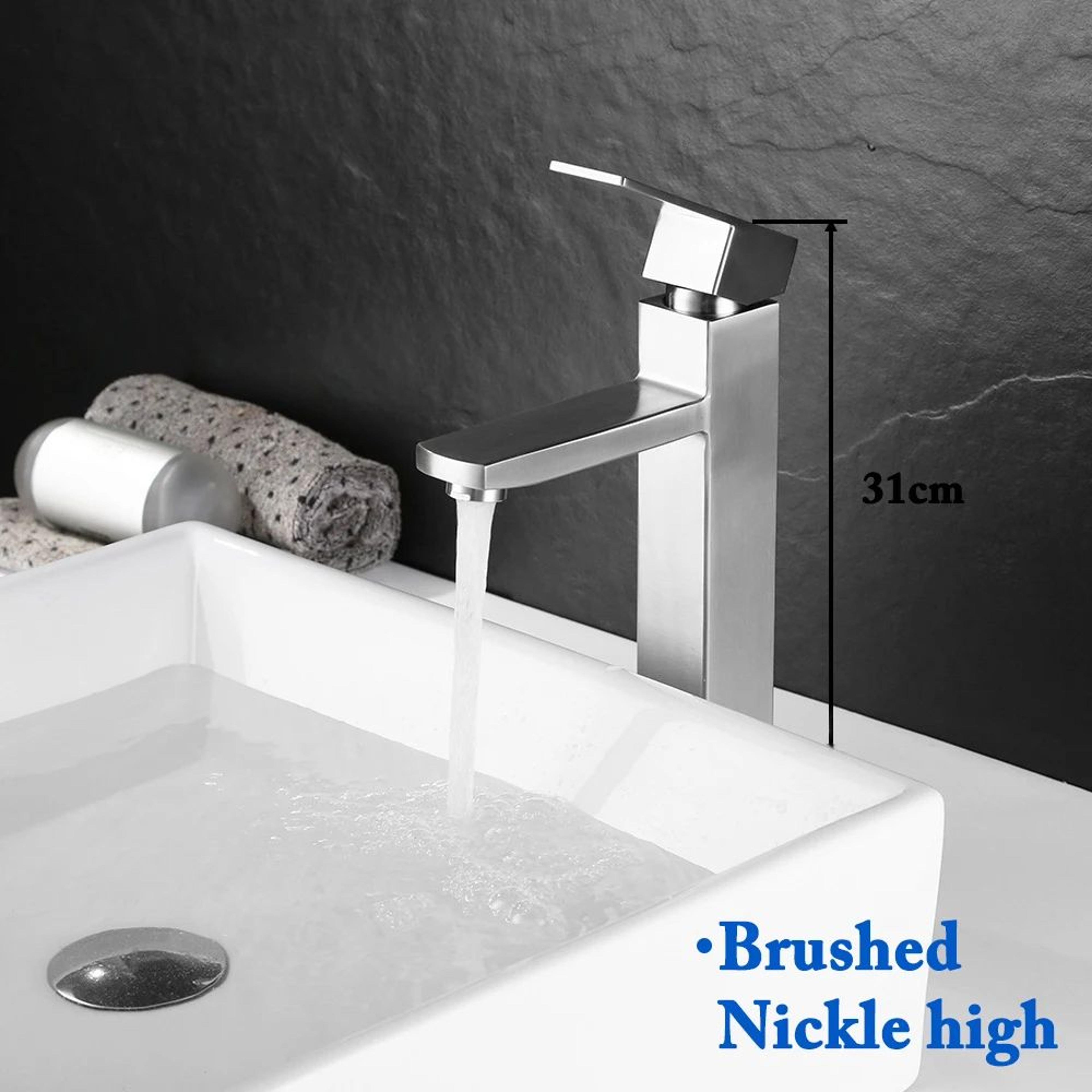 Matte Black Bathroom Sink Faucet  Modern Single Handle Hot  Cold Mixer Tap 9