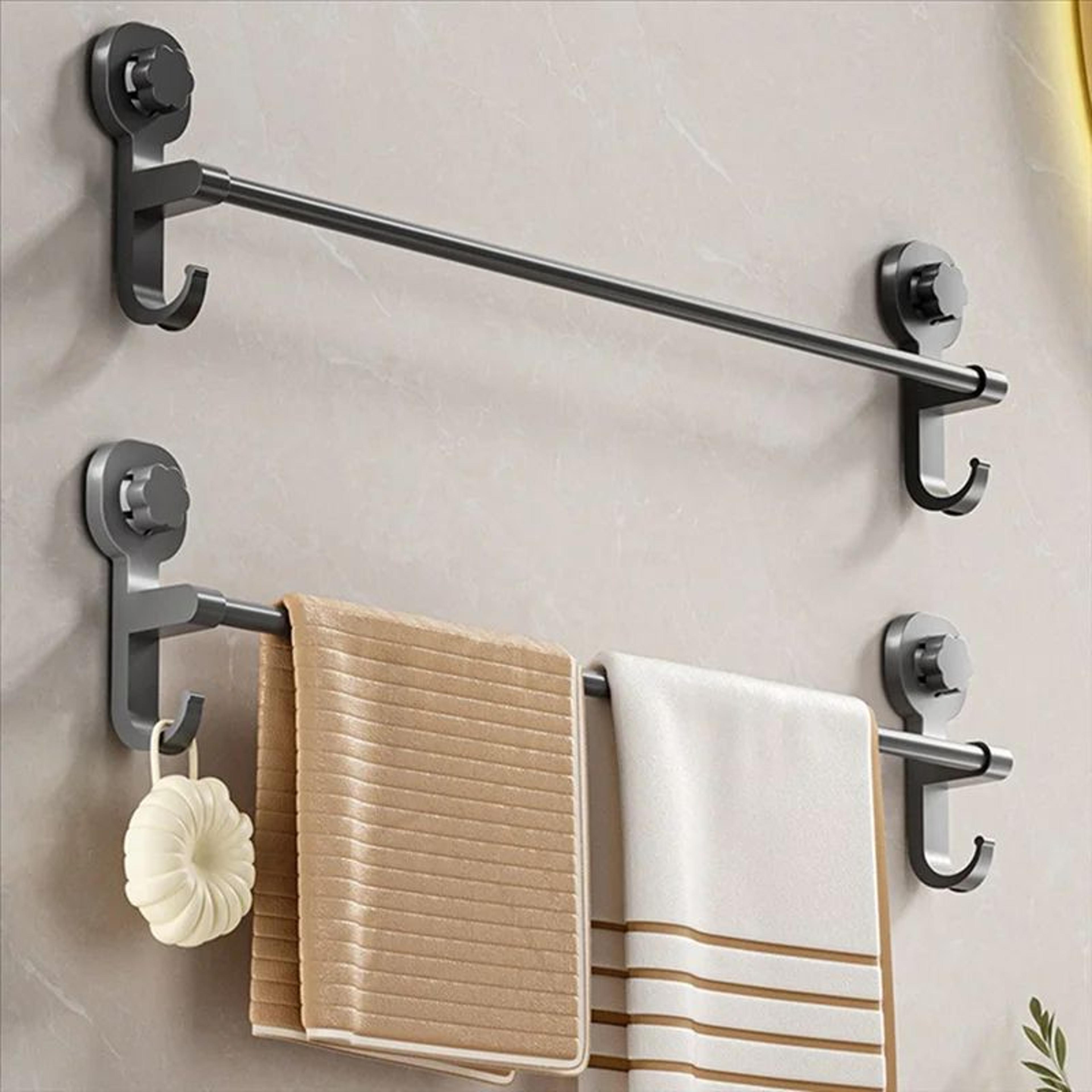 AquaHold Telescopic Suction Cup Towel Rack  No Drill Wall Mounted Towel Bar 2