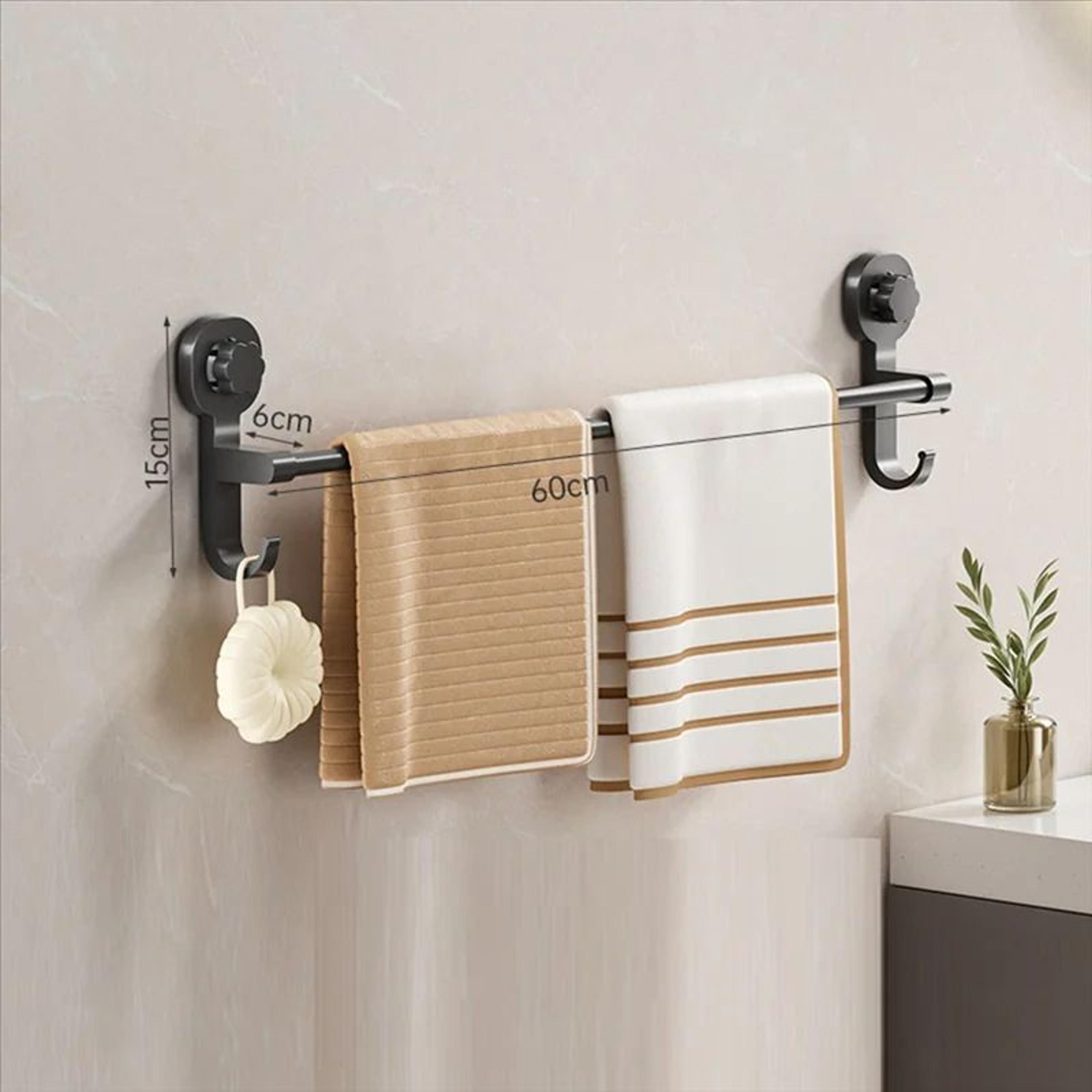 AquaHold Telescopic Suction Cup Towel Rack  No Drill Wall Mounted Towel Bar 4