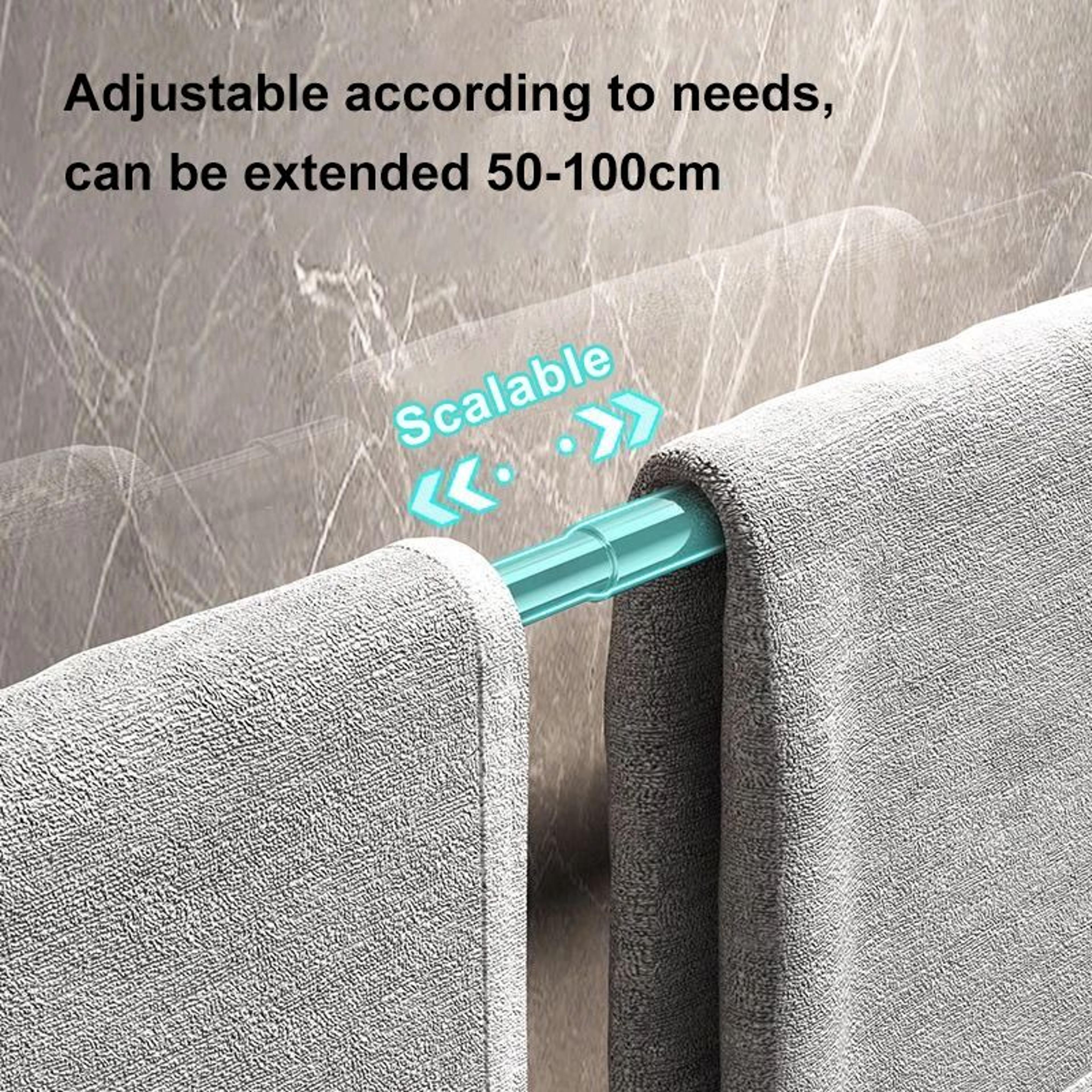 FlexiGrip No Drill Towel Rack  Retractable Suction Cup Towel Bar For Bathroom  Kitchen 1