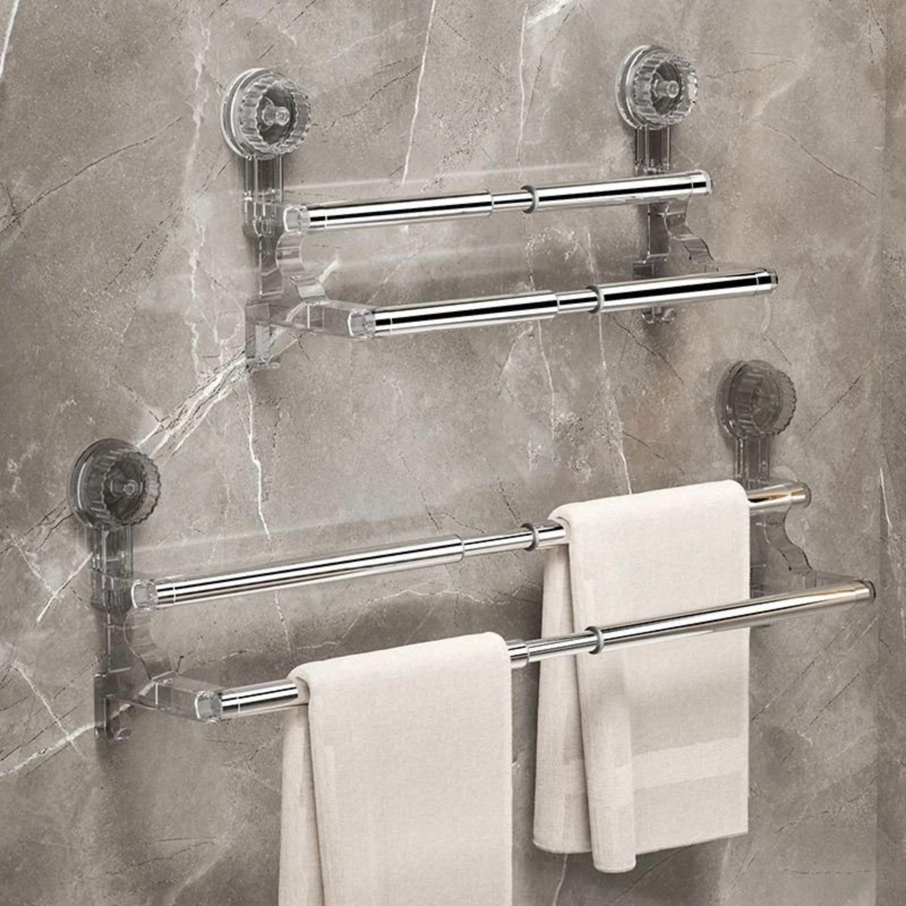 FlexiGrip No Drill Towel Rack  Retractable Suction Cup Towel Bar For Bathroom  Kitchen 3