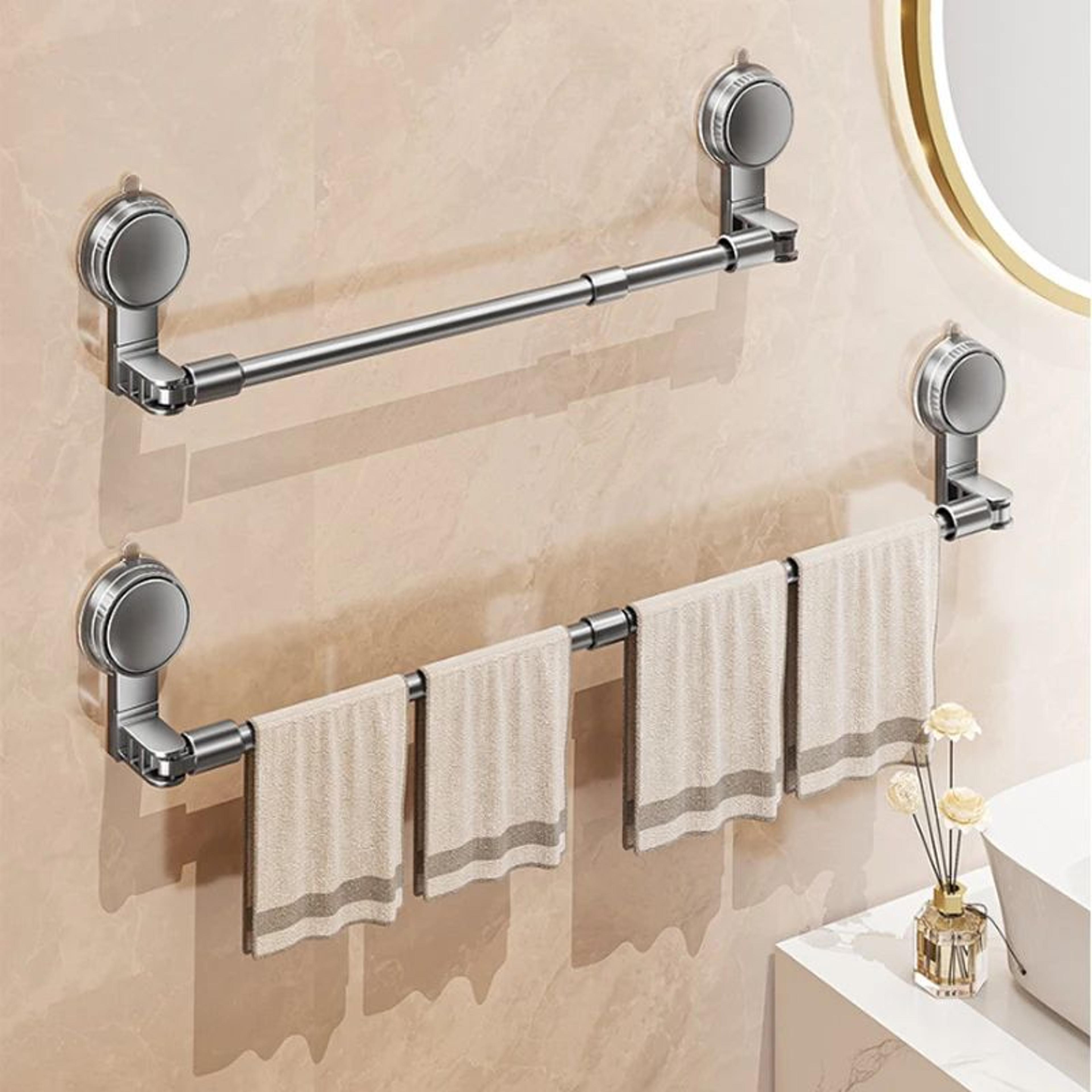FlexiGrip Suction Cup Towel Bar  NoDrill Retractable Bathroom  Kitchen Wall Rack 2