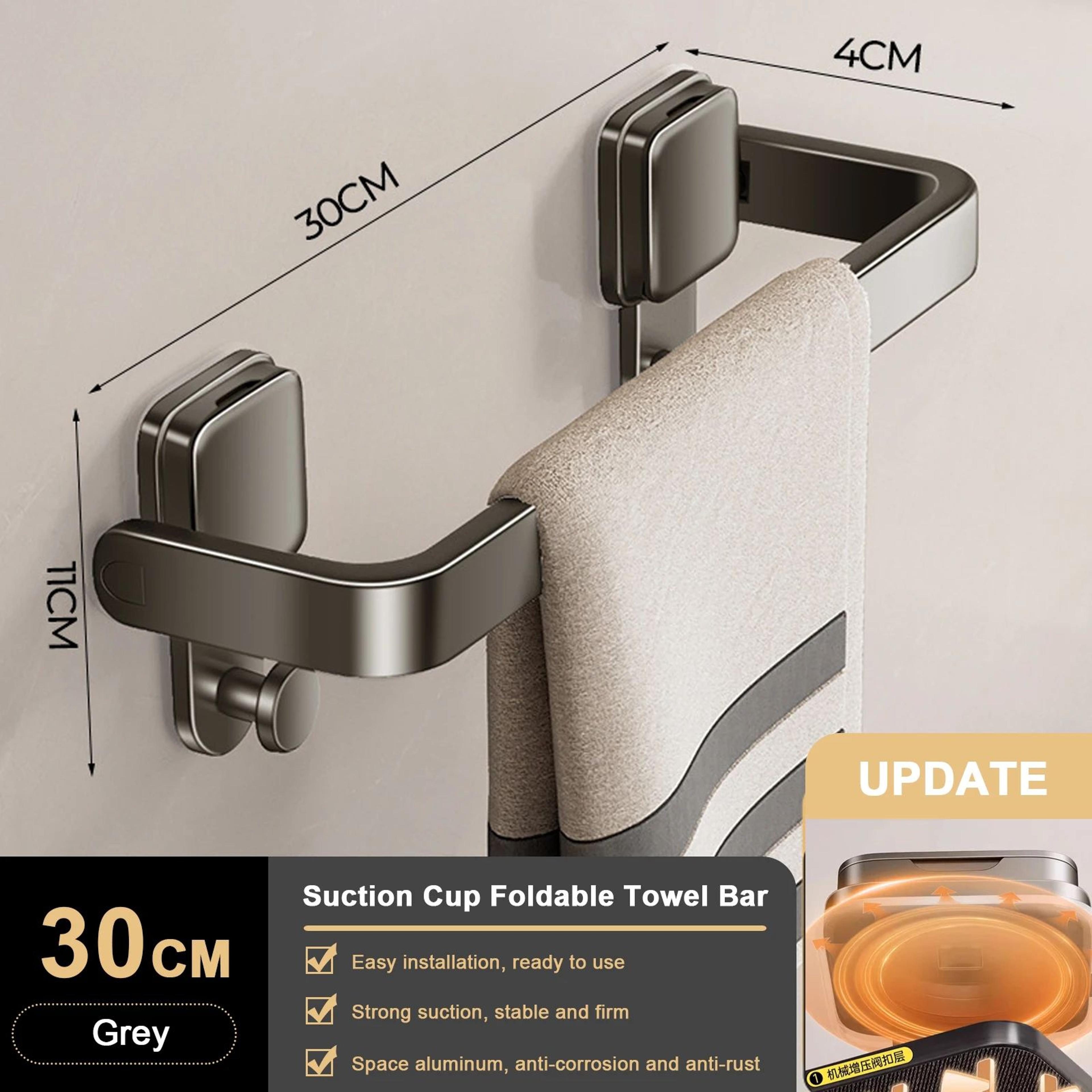 FlexHold Suction Cup Towel Rack  No Drill Folding Wall Mounted Towel Holder 6