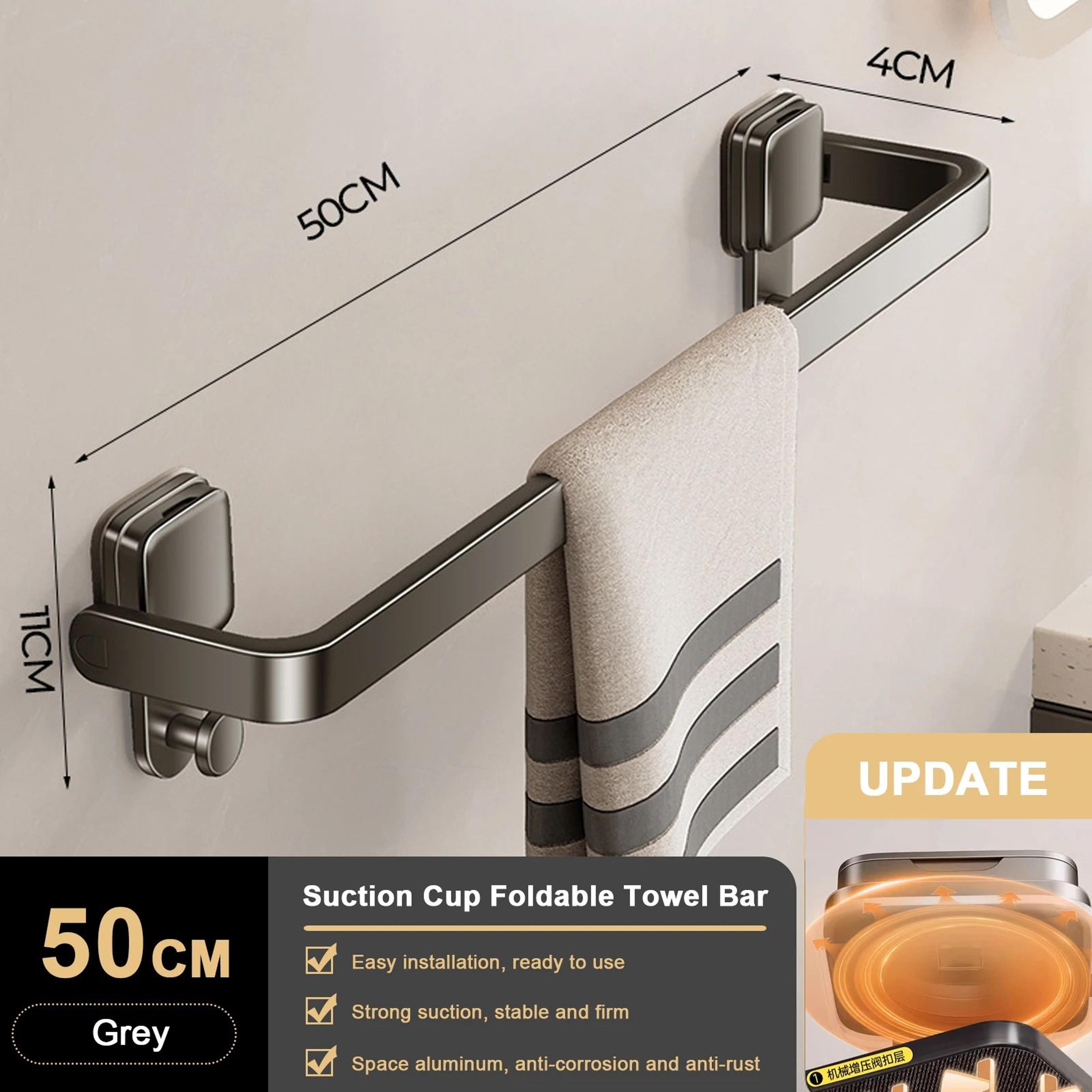 FlexHold Suction Cup Towel Rack  No Drill Folding Wall Mounted Towel Holder 8