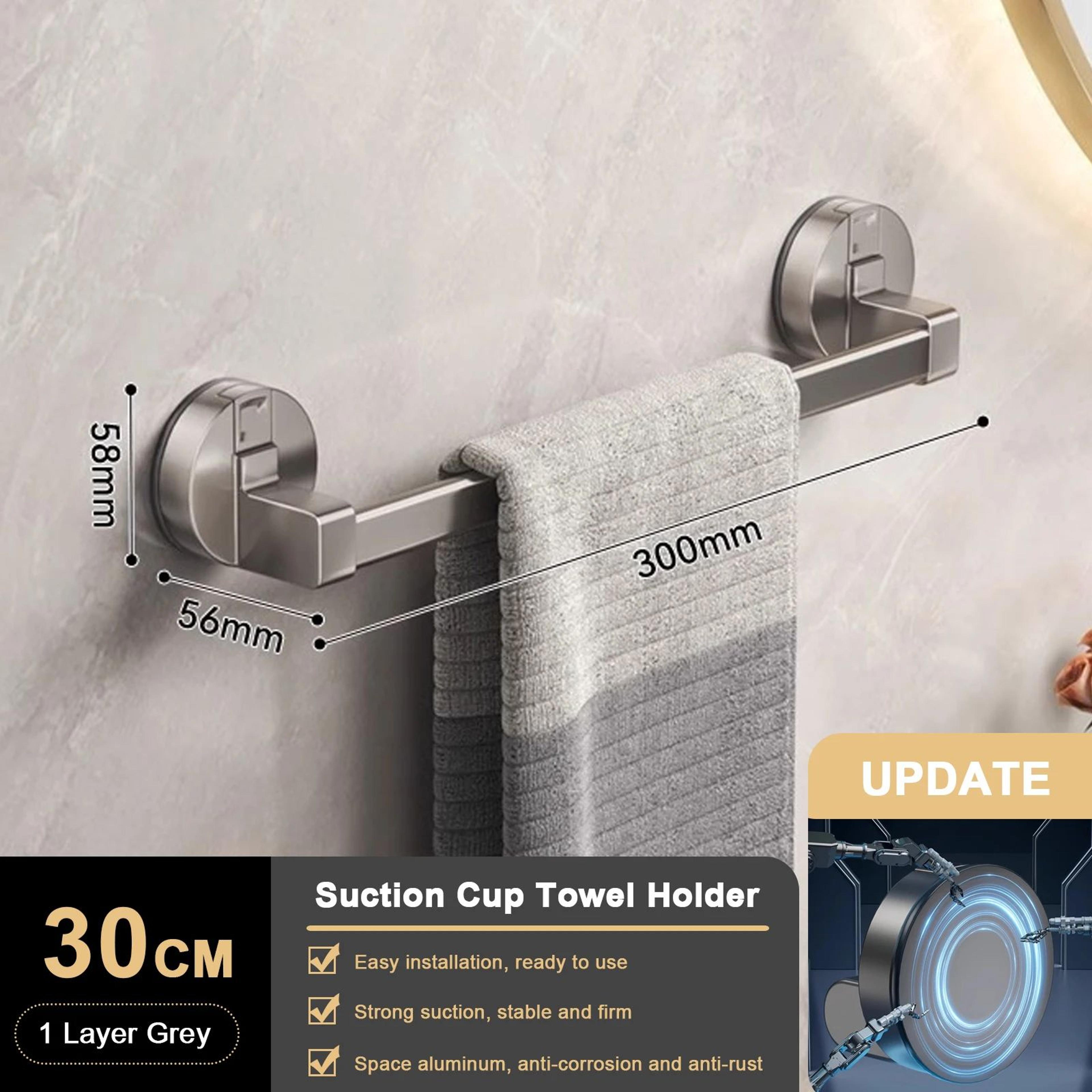 Suction Cup Towel Rack Wall Mount  No Drill Double Bar Bathroom Organizer 304050cm 6