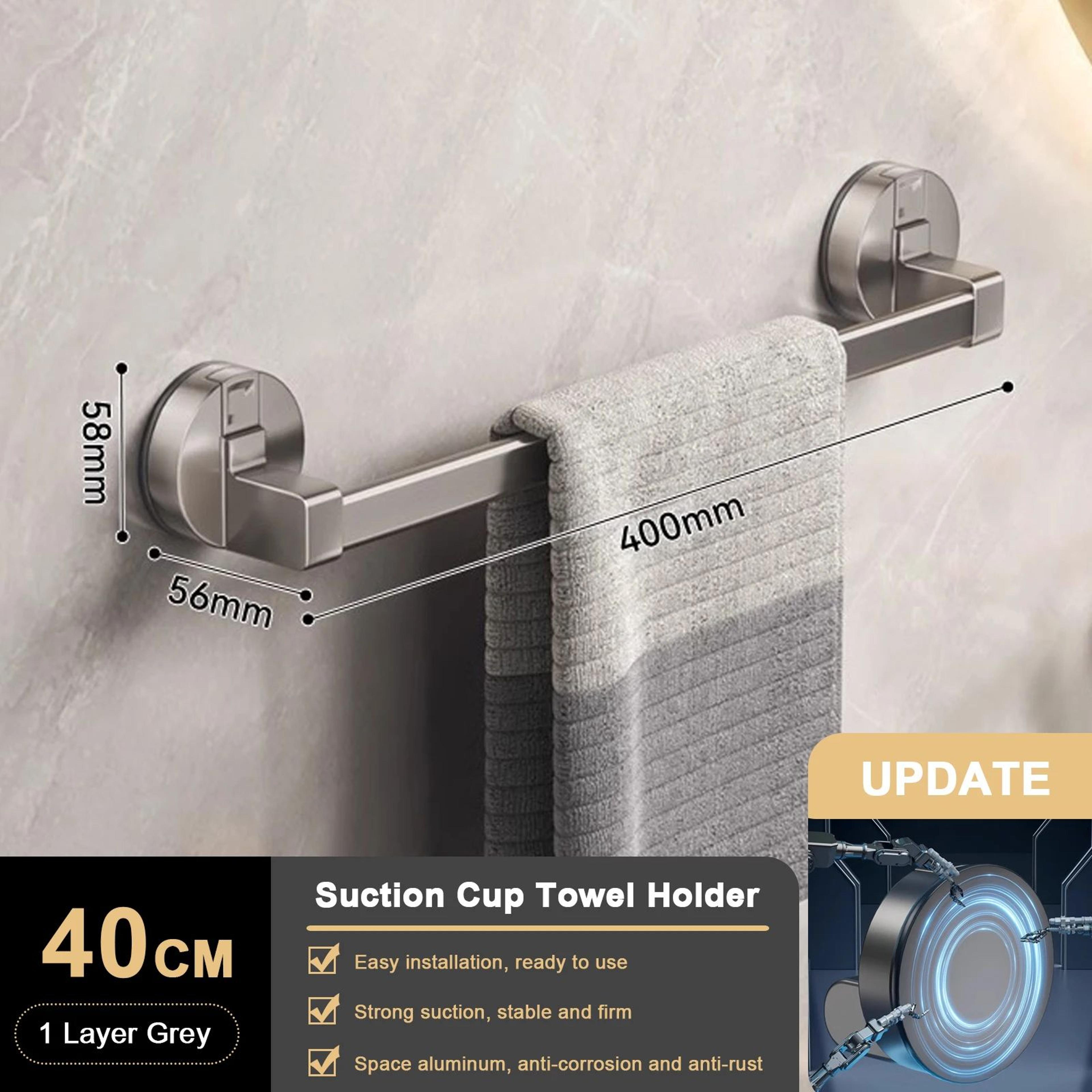 Suction Cup Towel Rack Wall Mount  No Drill Double Bar Bathroom Organizer 304050cm 8