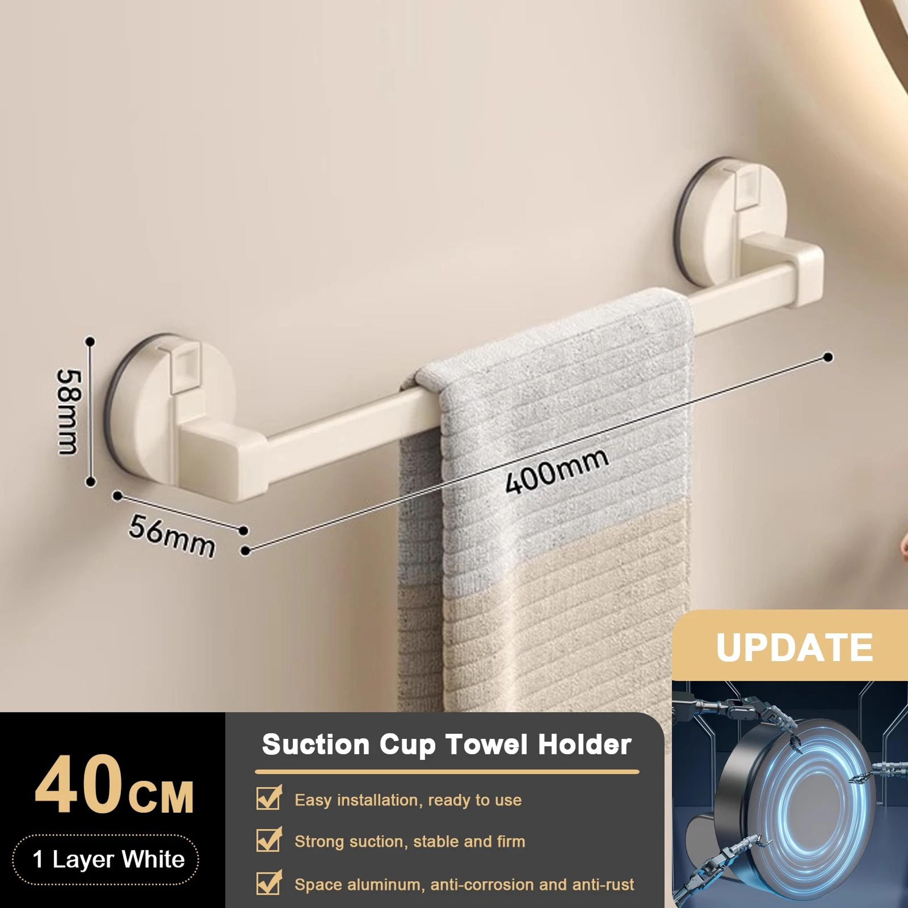 Suction Cup Towel Rack Wall Mount  No Drill Double Bar Bathroom Organizer 304050cm 14