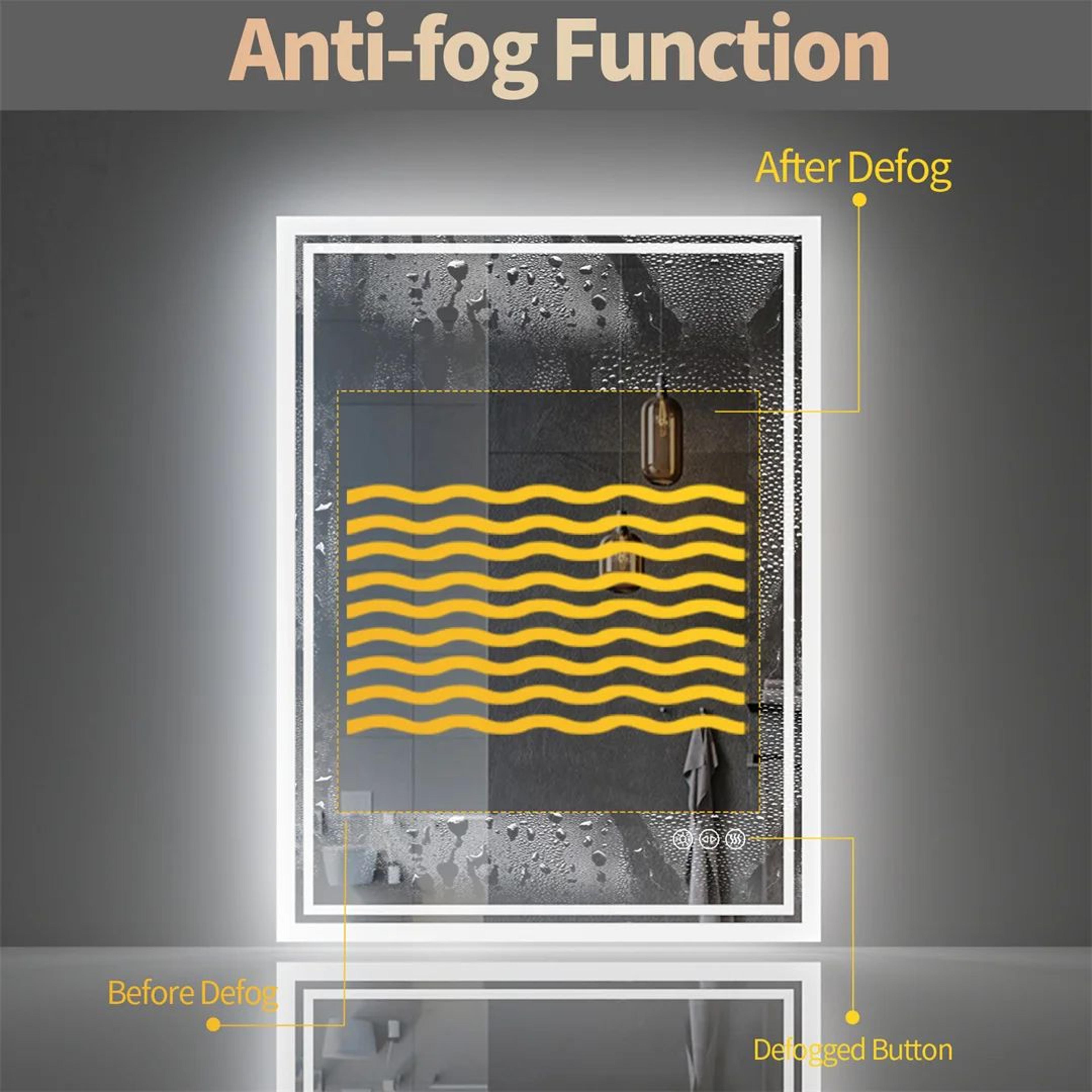 LUVODI Illuminated LED Bathroom Mirror With AntiFog  Dimmable Touch Control 5
