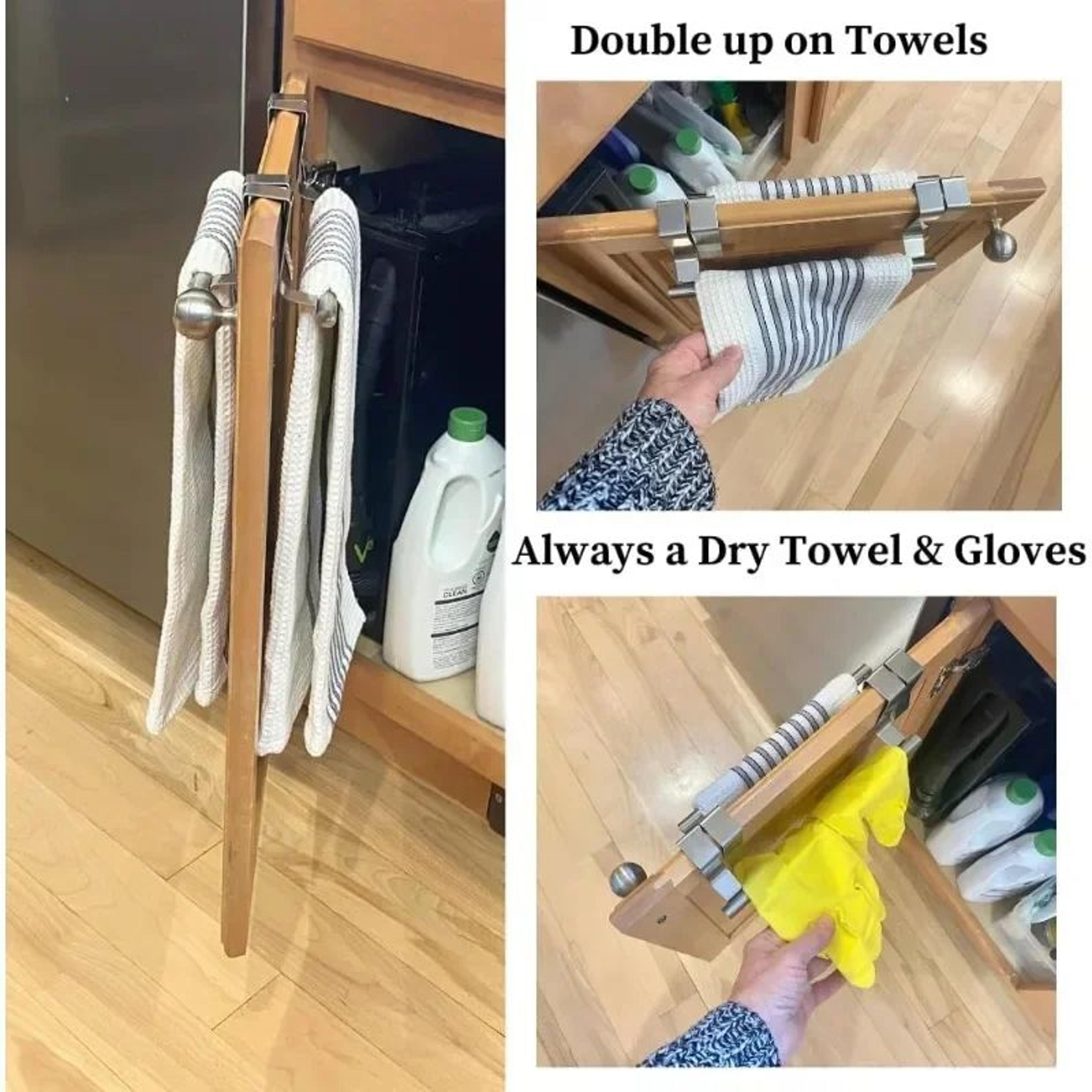 OvertheDoor Stainless Steel Towel Rack  NoDrill Cabinet  Bathroom Towel Bar Organizer 3