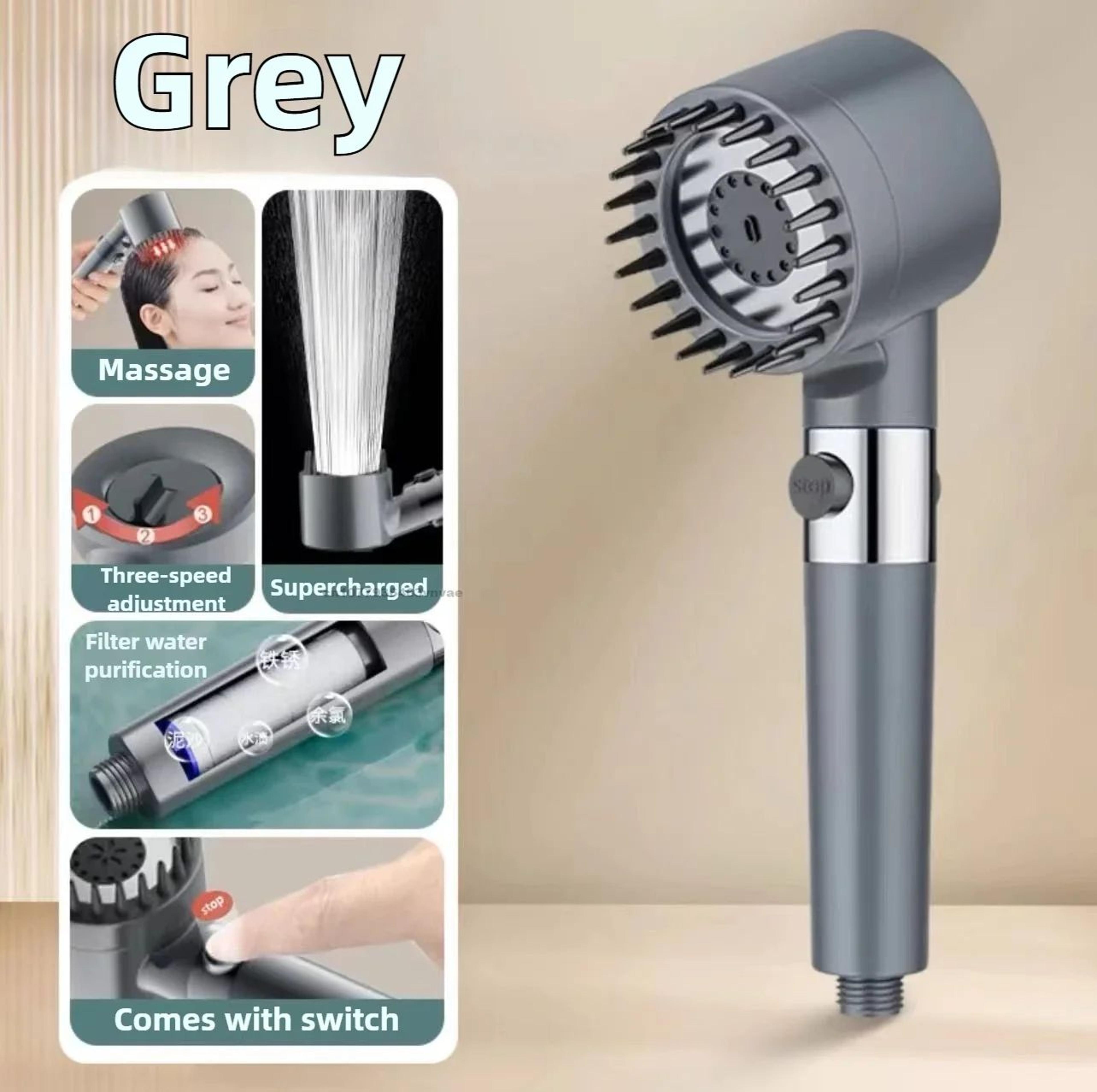 PureFlow High Pressure Filtered Shower Head With OneKey Stop  Massage Spray 6