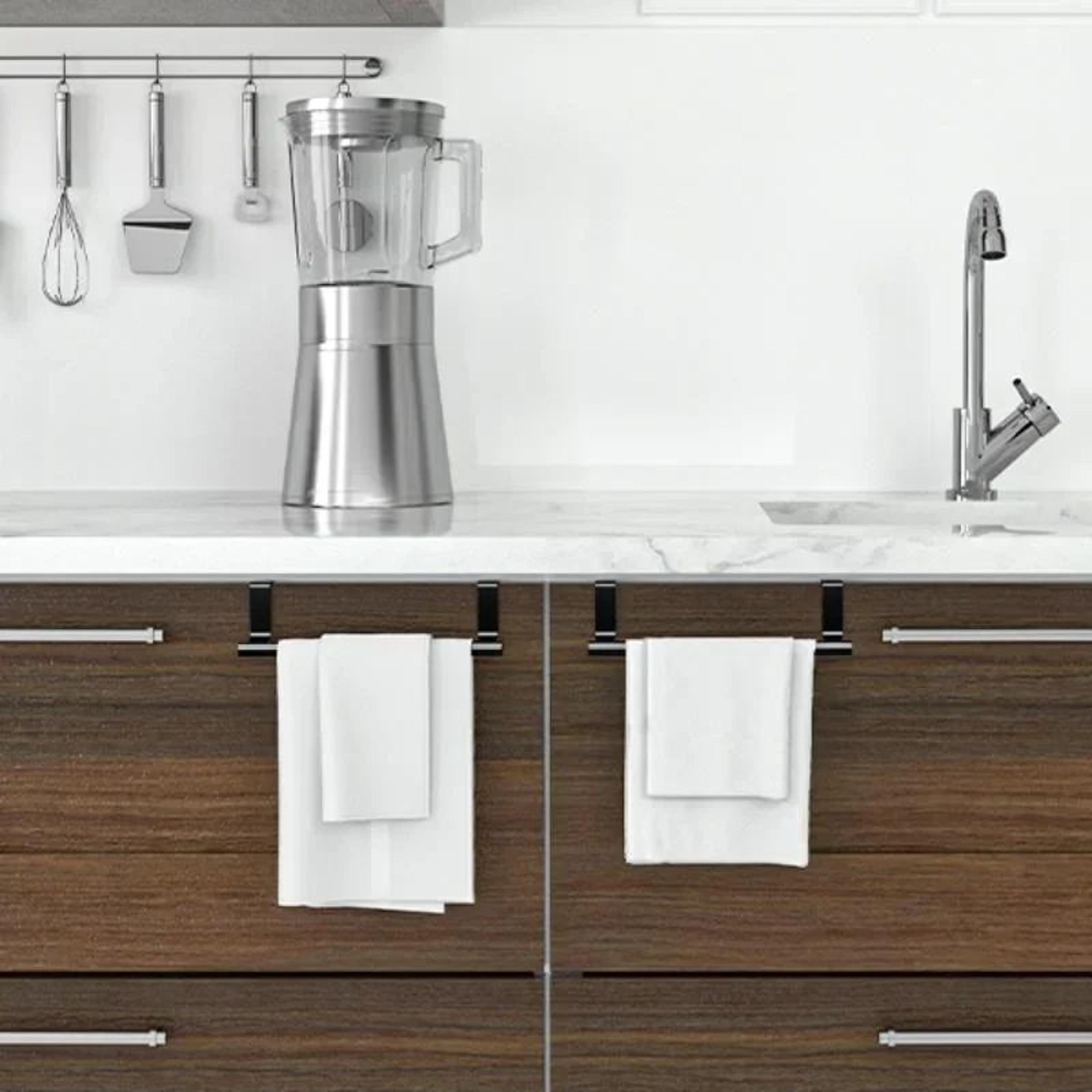 OverCabinet Towel Rack  PunchFree Steel Cabinet Door Towel Holder Organizer 4