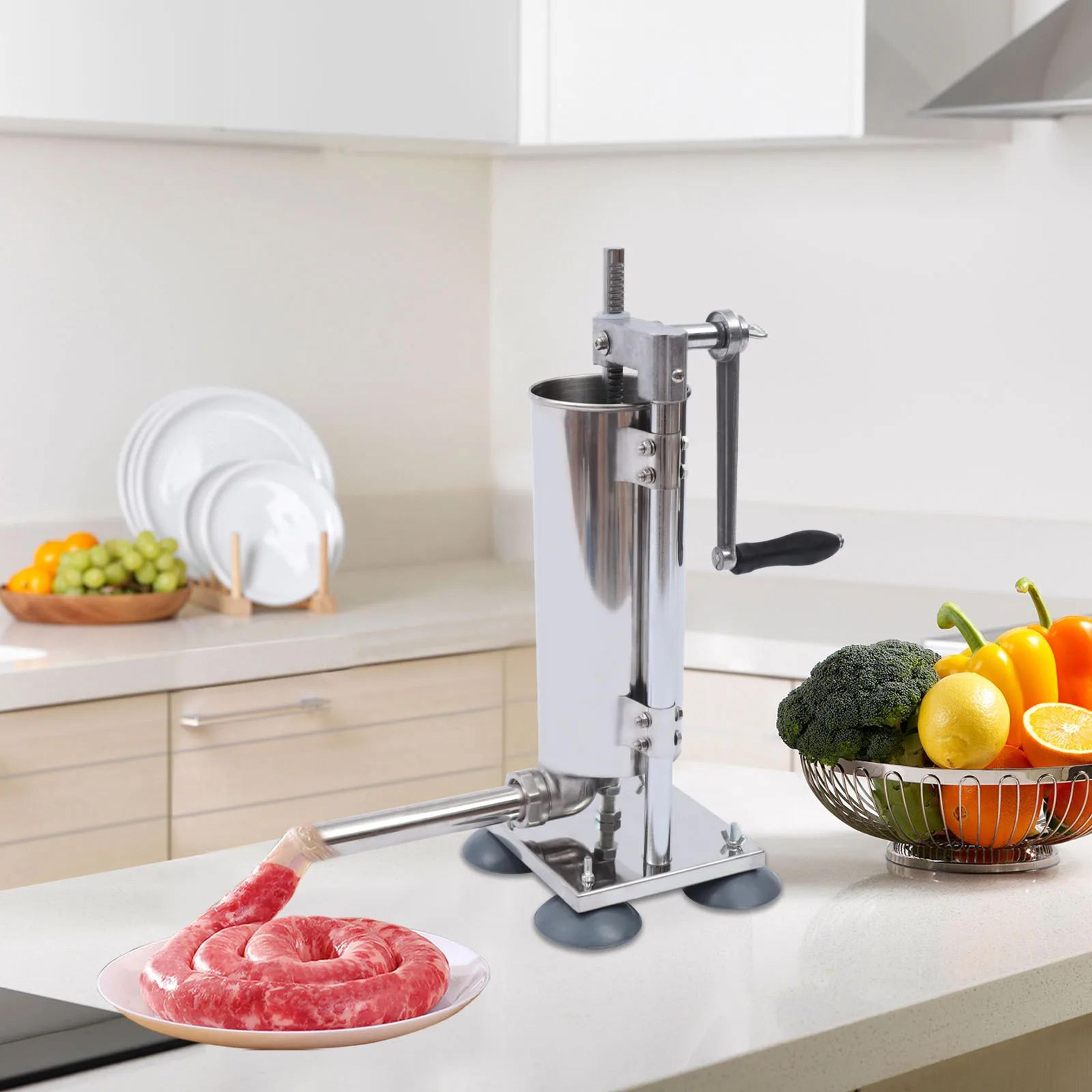 3L Stainless Steel Vertical Sausage Stuffer  Heavy Duty Manual Sausage Stuffer With 11 Filling Tube 1