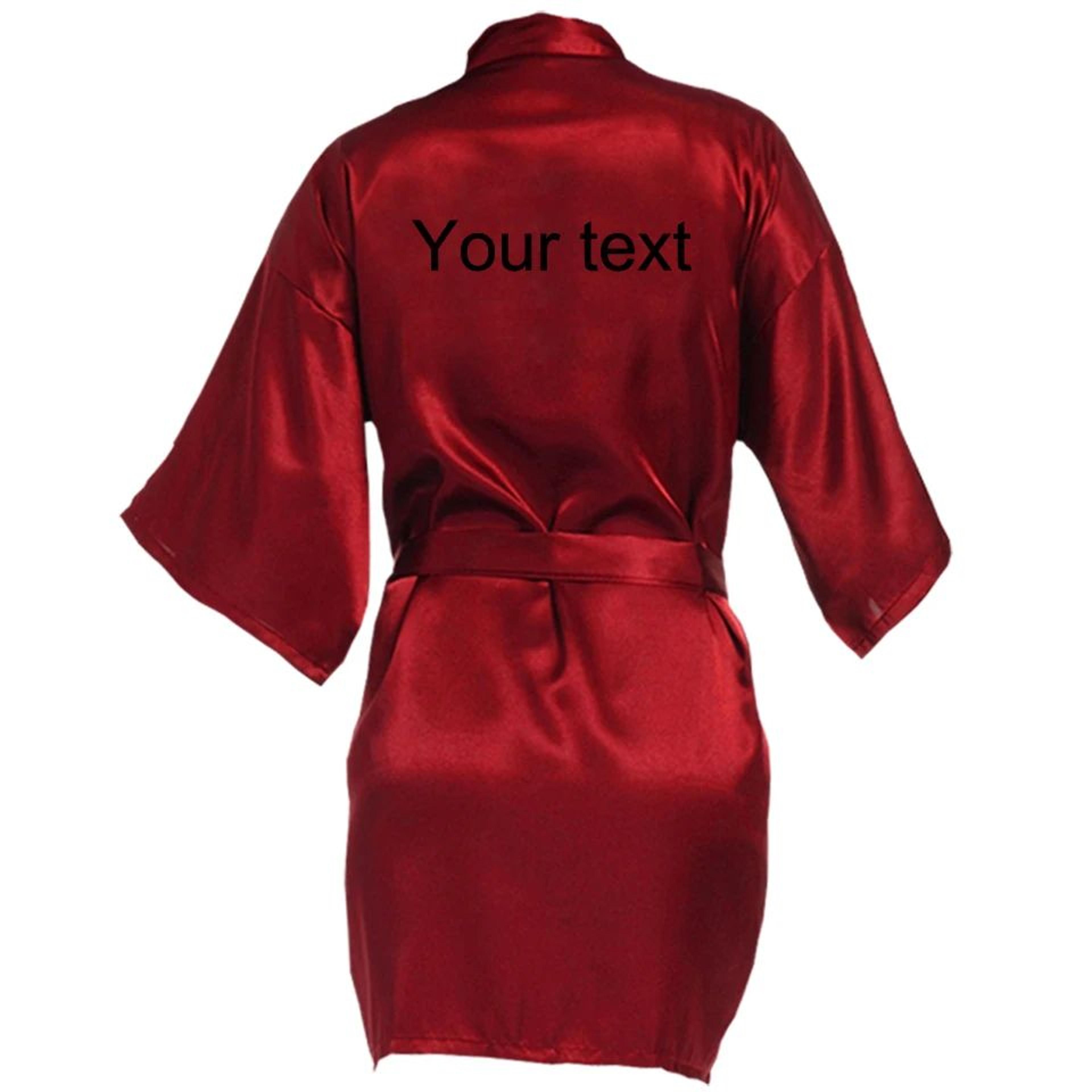Personalized Faux Silk Bridal Robe With Custom Name  Date  Elegant Bride  Bridesmaid Getting Ready  9