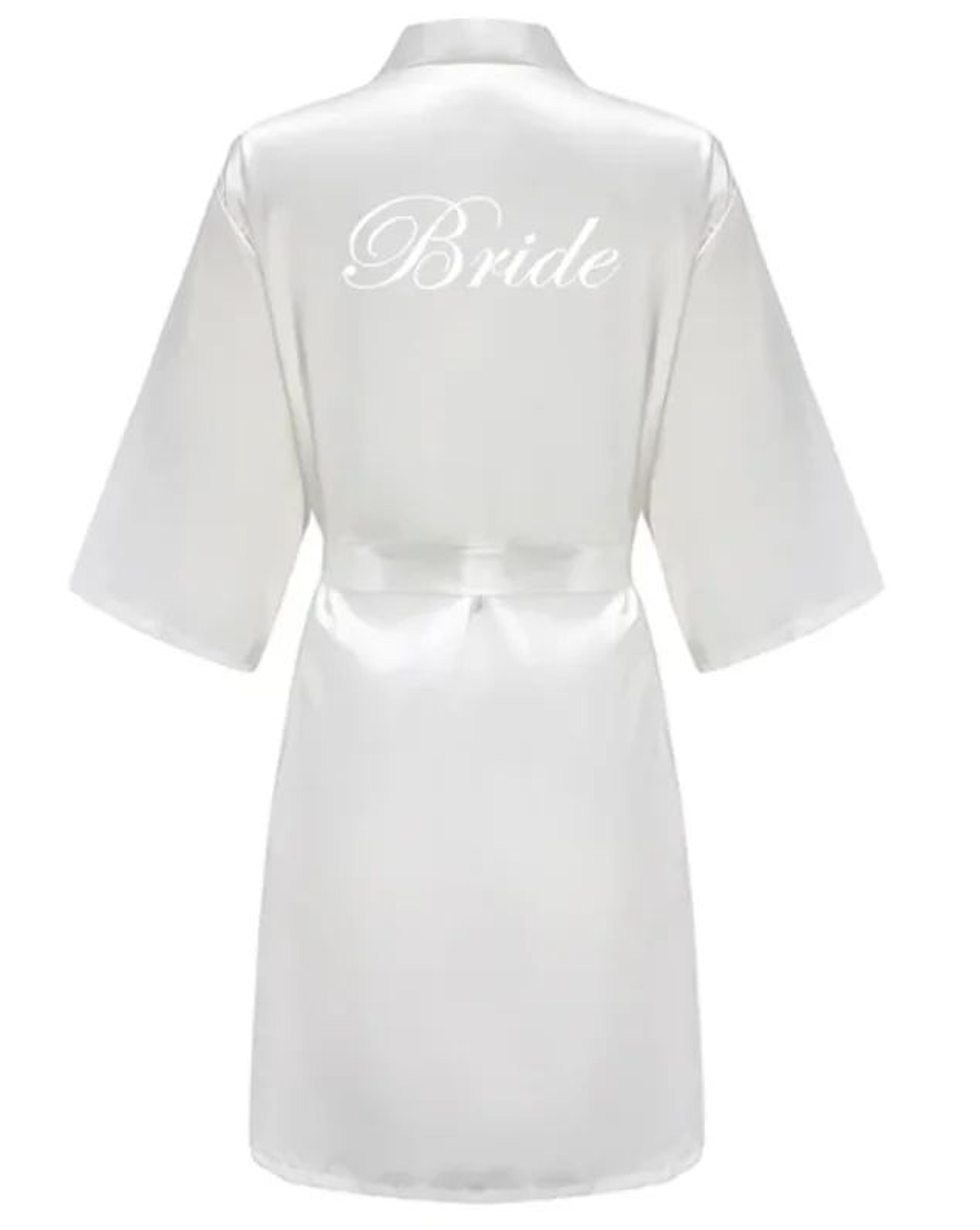 Gold Letter Satin Bridal Robe  Short Wedding Kimono For Getting Ready 10