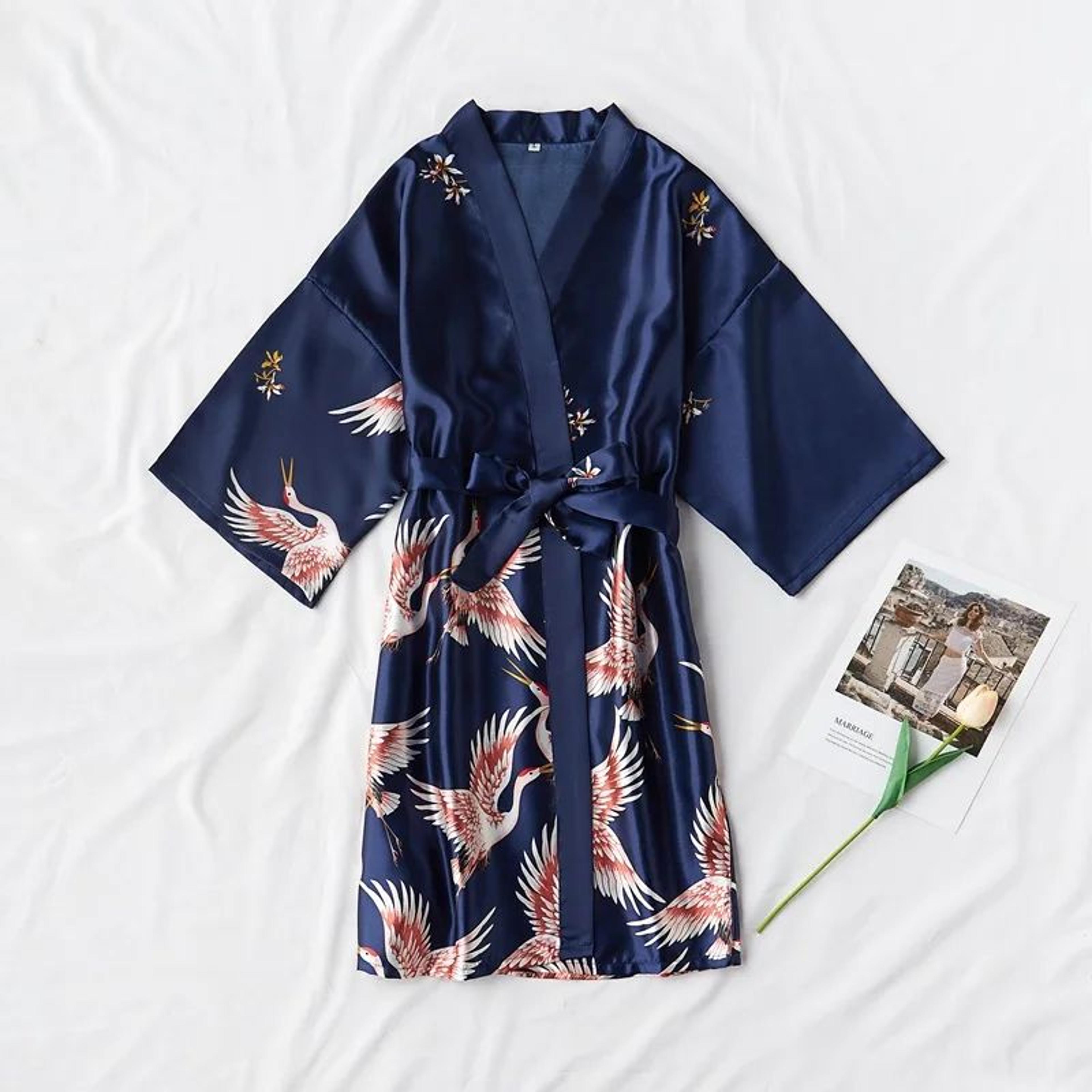 Womens Satin Robe  SilkLook Satin Kimono Robe For Bridal Getting Ready  Sleepwear 5