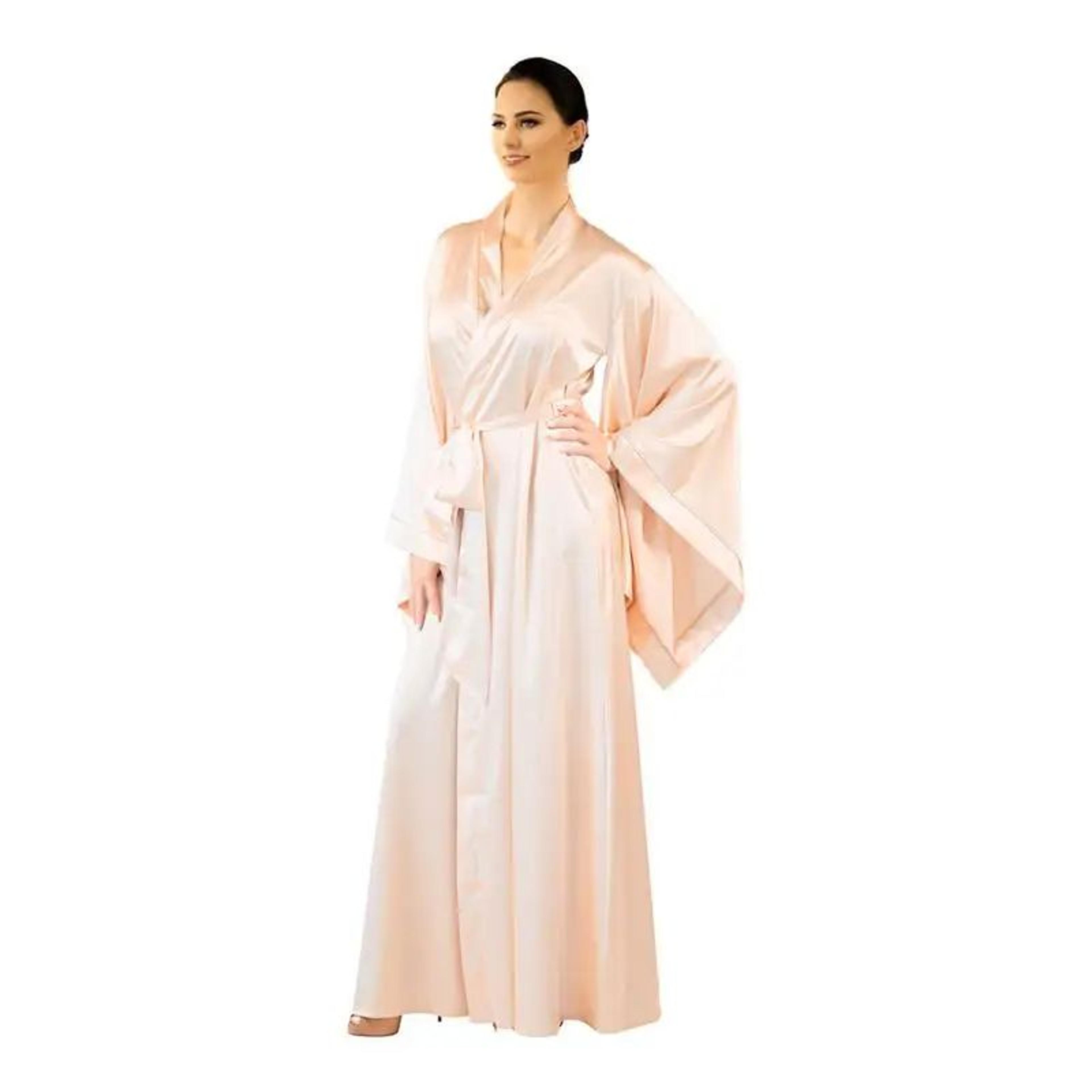 Silk Satin Lace Bathrobe  Elegant Long Sleeve Silk Satin Nightgown For Women 7