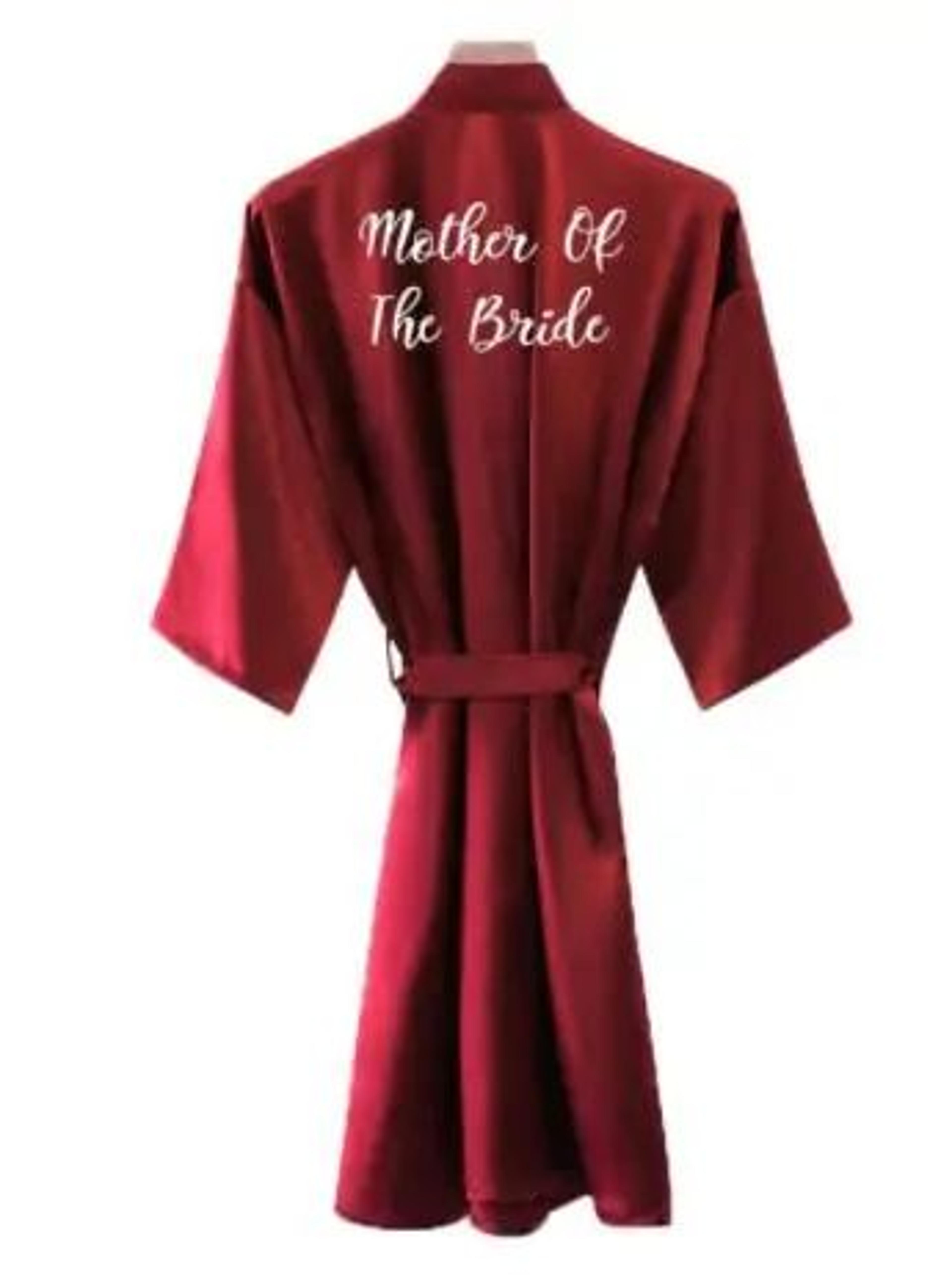 Burgundy Satin Bridal Robe For Weddings  Bridesmaids  Silky Kimono Bathrobe 3