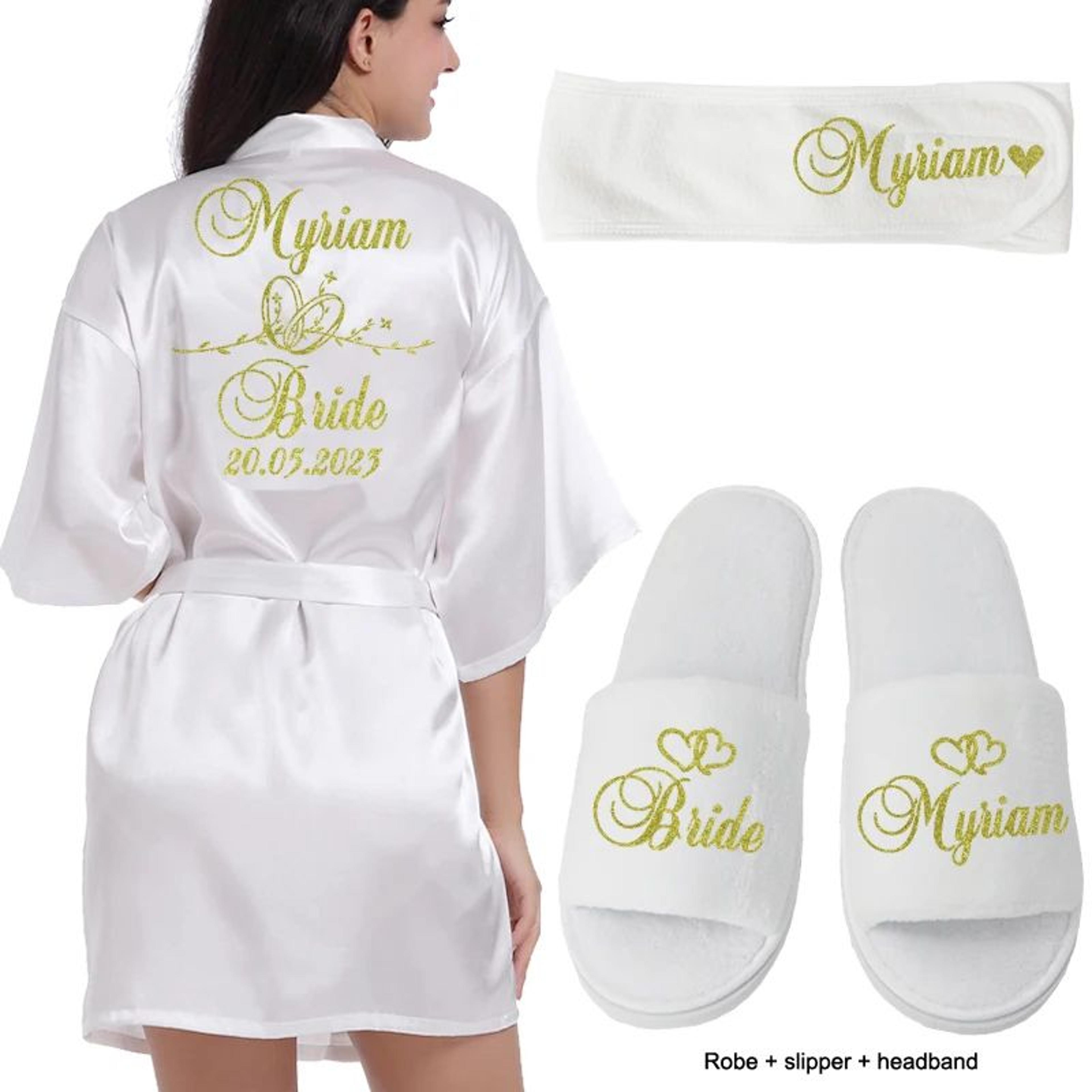 Personalized Bridal Satin Robe  Custom Bride And Bridesmaid Getting Ready Robe 4