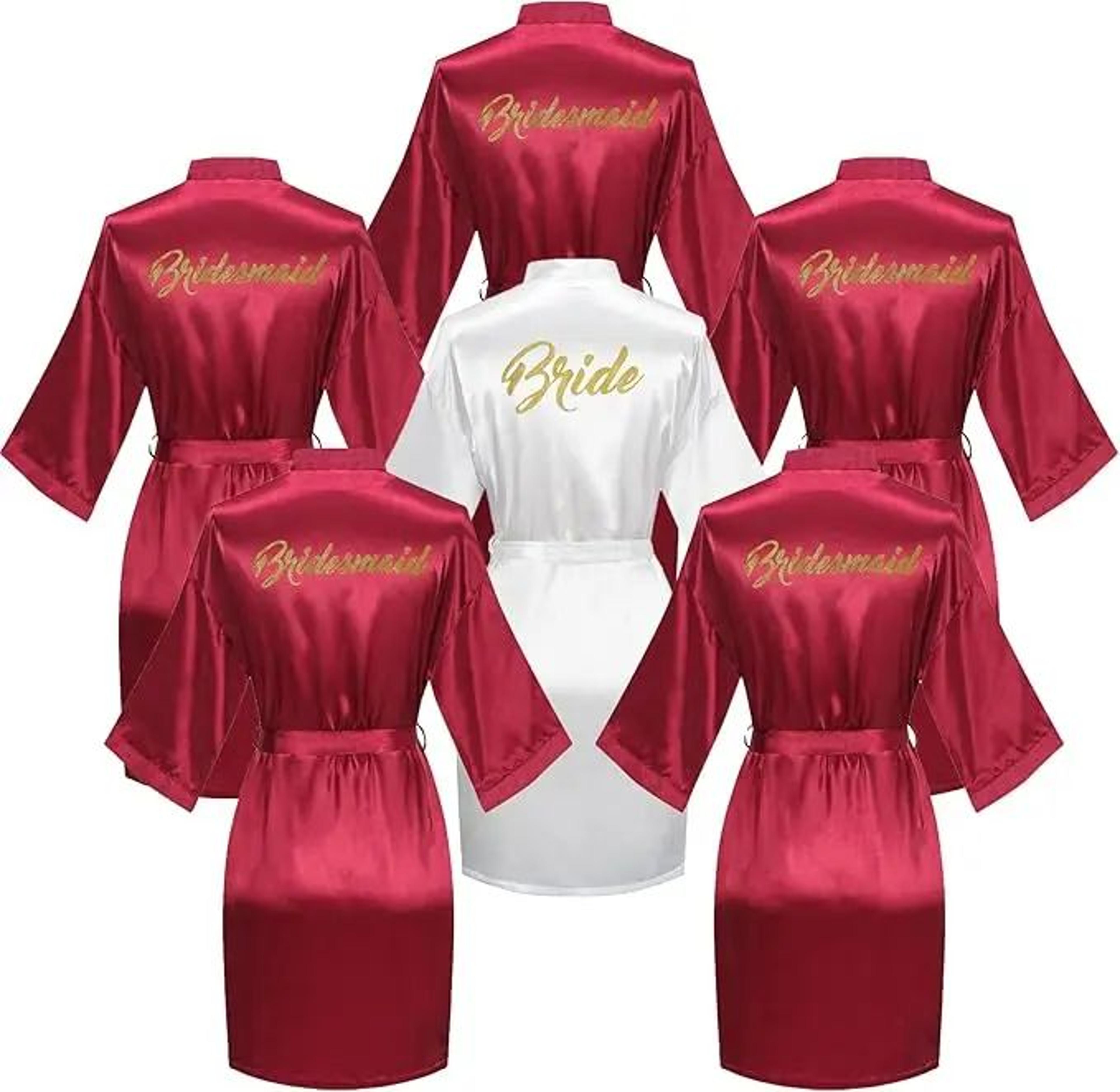 Bridal Party Silky Robe Set  6Piece Bride  Bridesmaid Getting Ready Robes 2