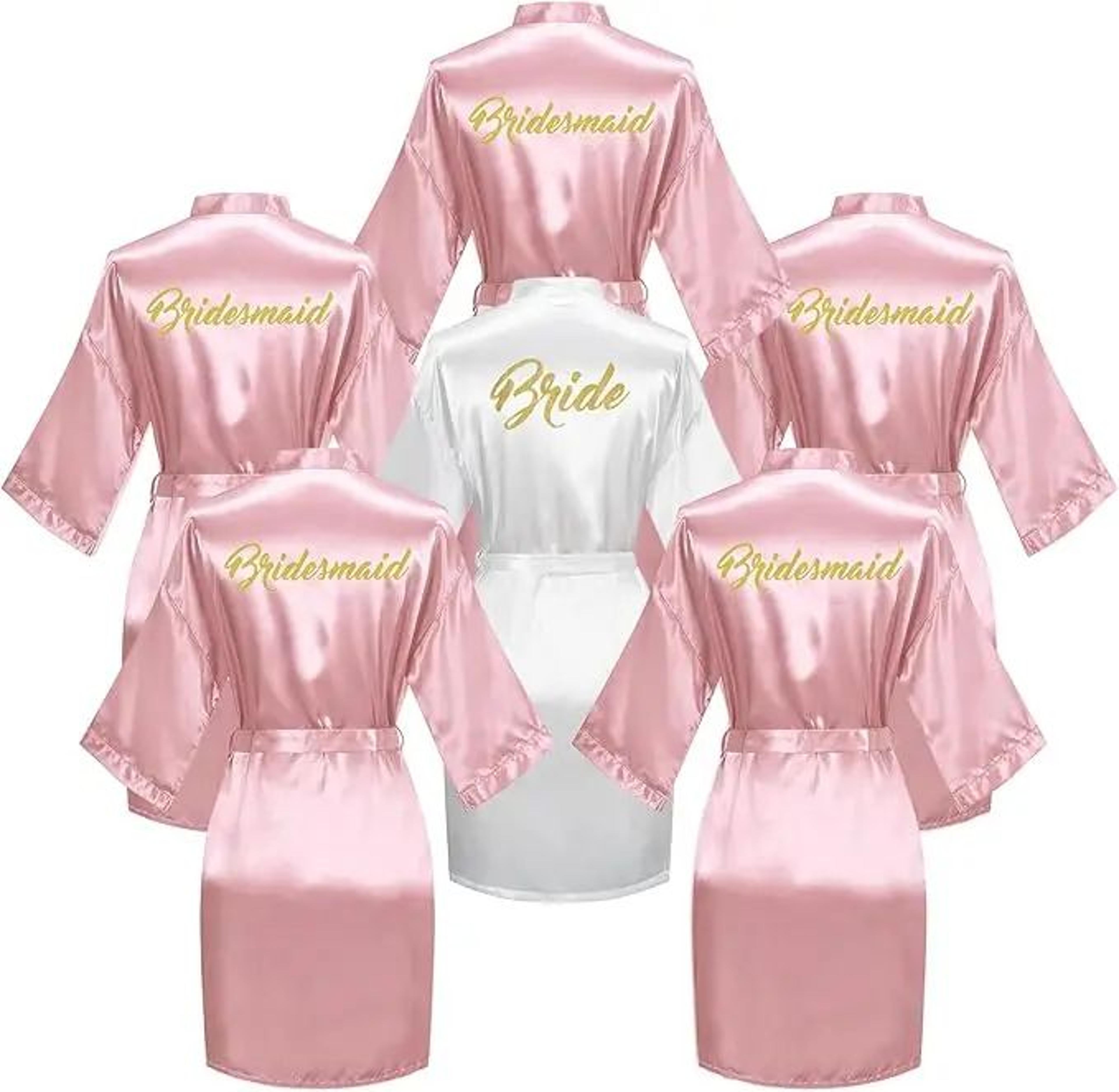 Bridal Party Silky Robe Set  6Piece Bride  Bridesmaid Getting Ready Robes 5