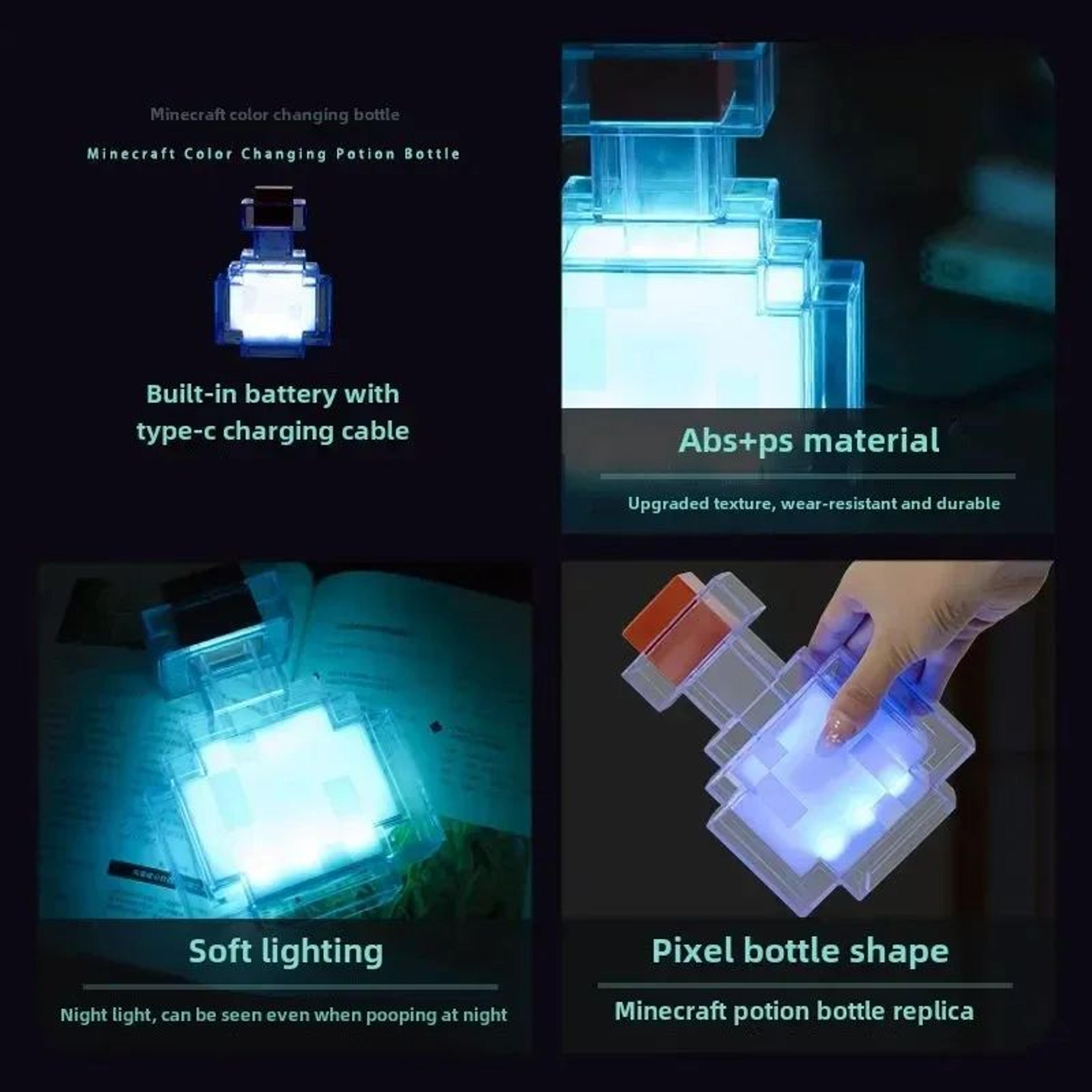 MC ColorChanging Potion Bottle LED Night Light  Rechargeable Ambient Mood Lamp For Gaming Rooms  Be 1