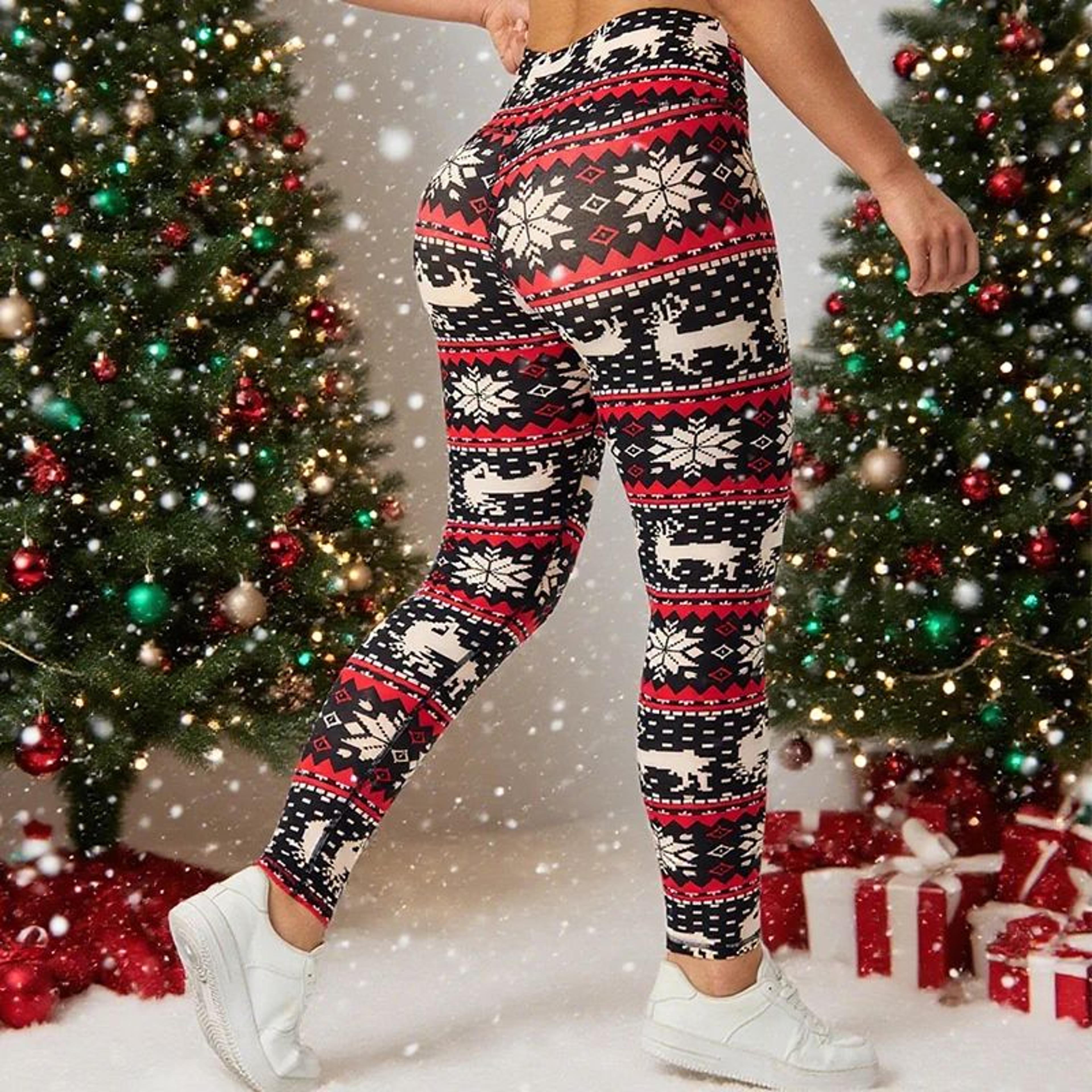 Christmas Print High Waist Tummy Control Leggings For Women  Festive Hip Lifting Yoga Pants 3