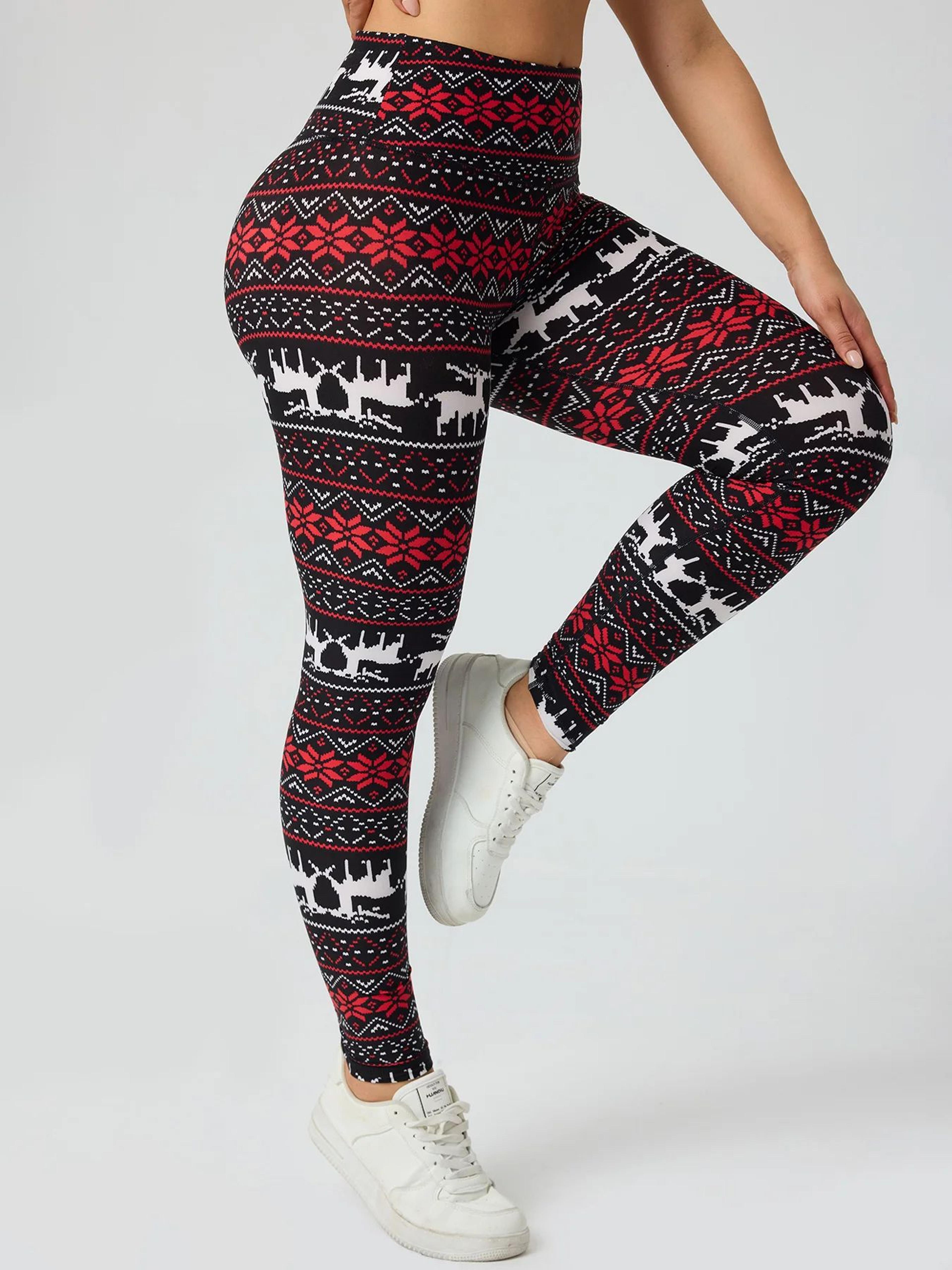 Christmas Print High Waist Tummy Control Leggings For Women  Festive Hip Lifting Yoga Pants 7