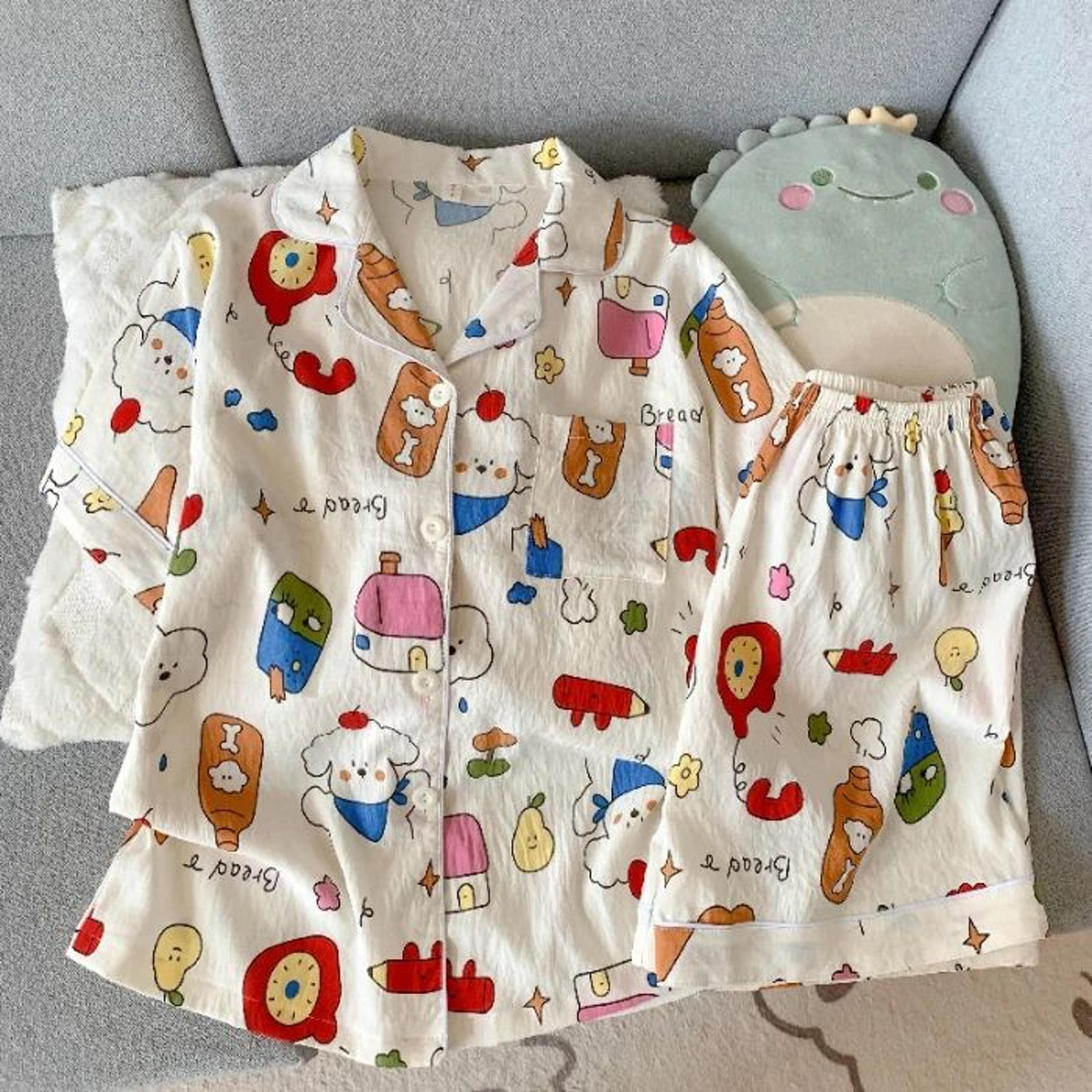 Sweet Pup Plaid Womens Pajama Set  Embroidered Dog Cotton Sleepwear 2