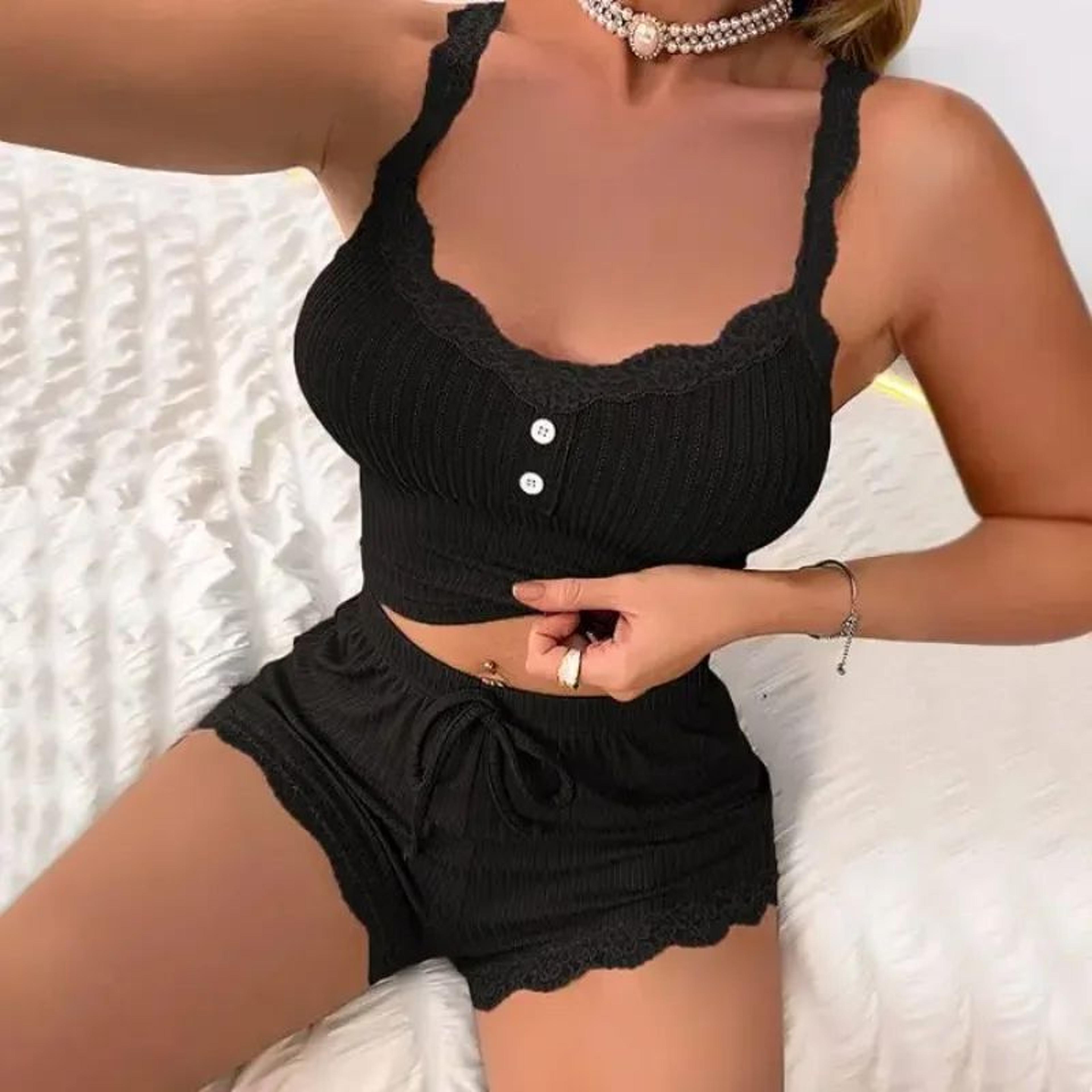 Luxury Summer Women Pajama Set  Breathable Sleepwear Lounge Pants  Top Set 3