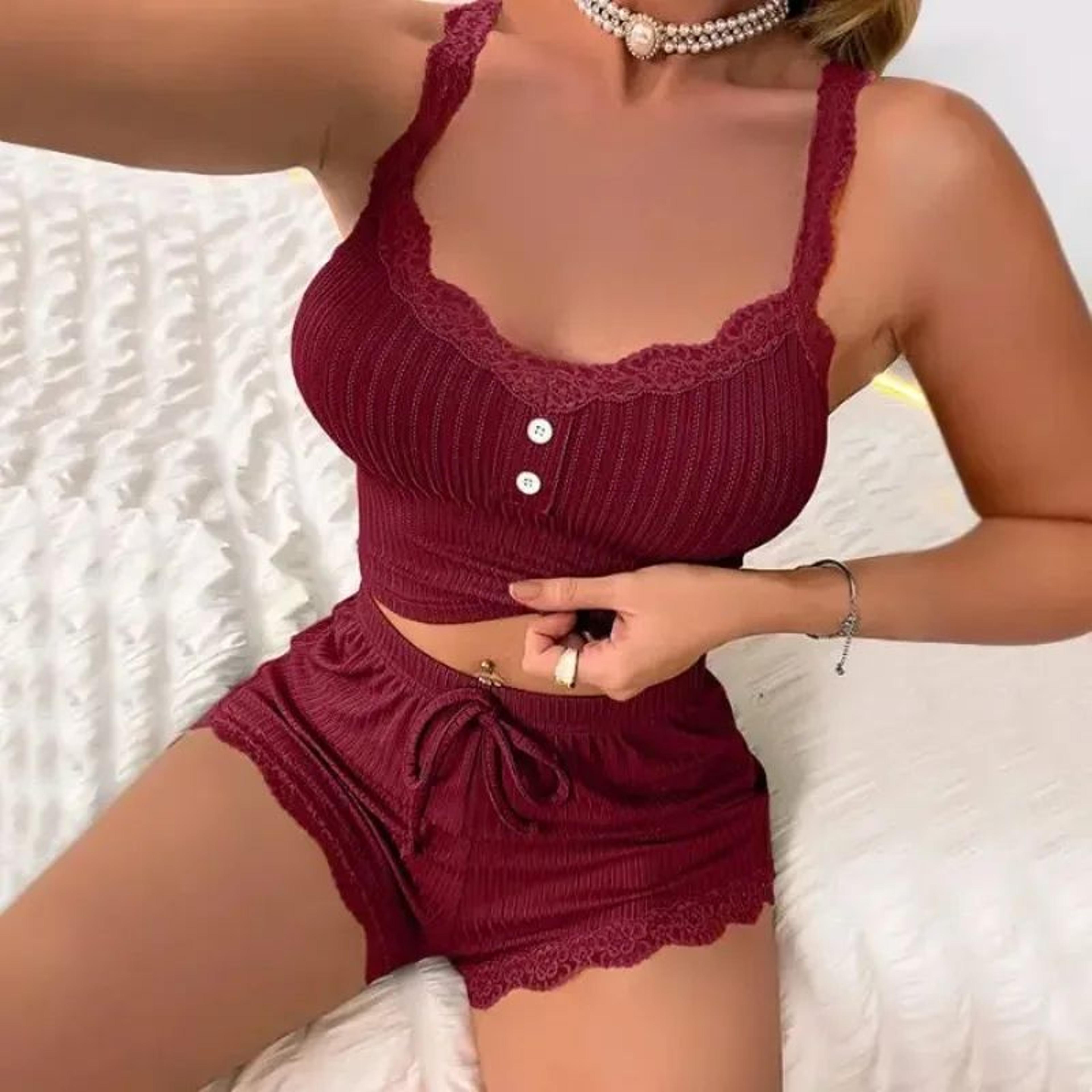 Luxury Summer Women Pajama Set  Breathable Sleepwear Lounge Pants  Top Set 1
