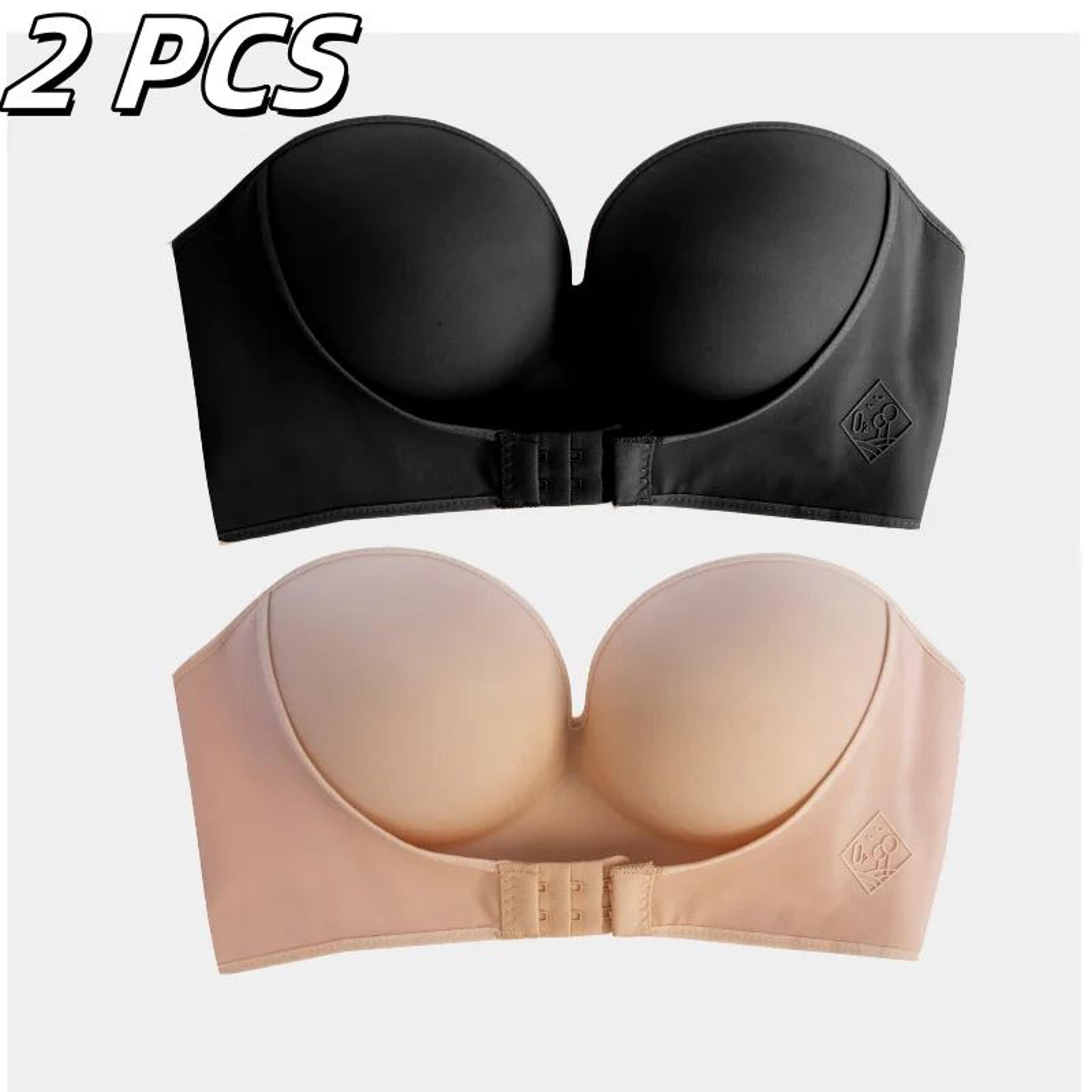 SmoothLift Strapless Push Up Bra  Seamless Front Button Bandeau Top For Women 12